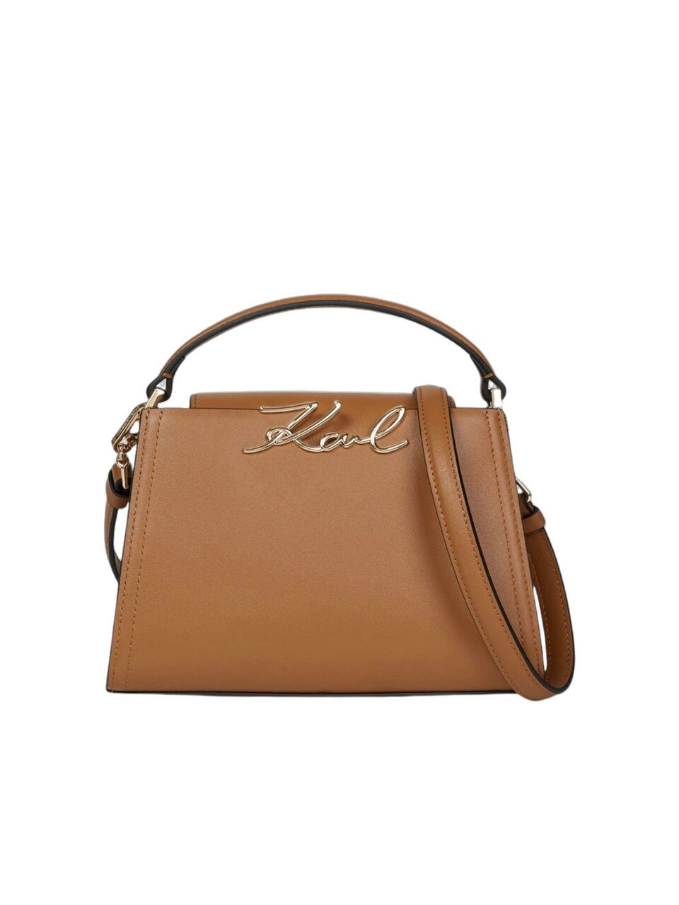 Handväska 'Karl Lagerfeld Sac Bandoulière Signature Mini Cuir Caramel'