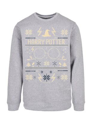 F4NT4STIC Sweatshirt ‘Harry Potter Christmas’ Sand / Navy / Grijs gemêleerd