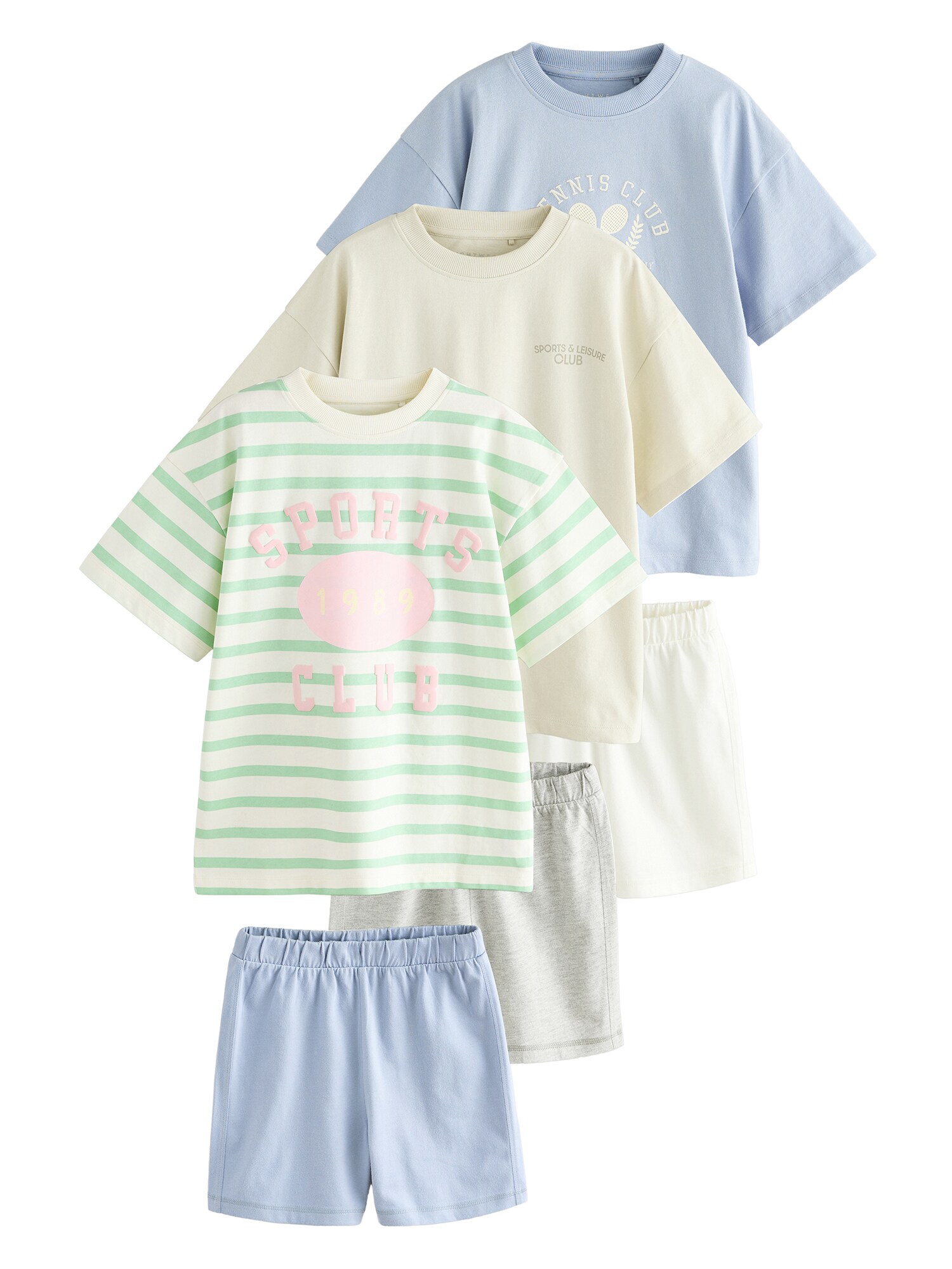 Next Pijamale  albastru deschis / grej / verde deschis / alb