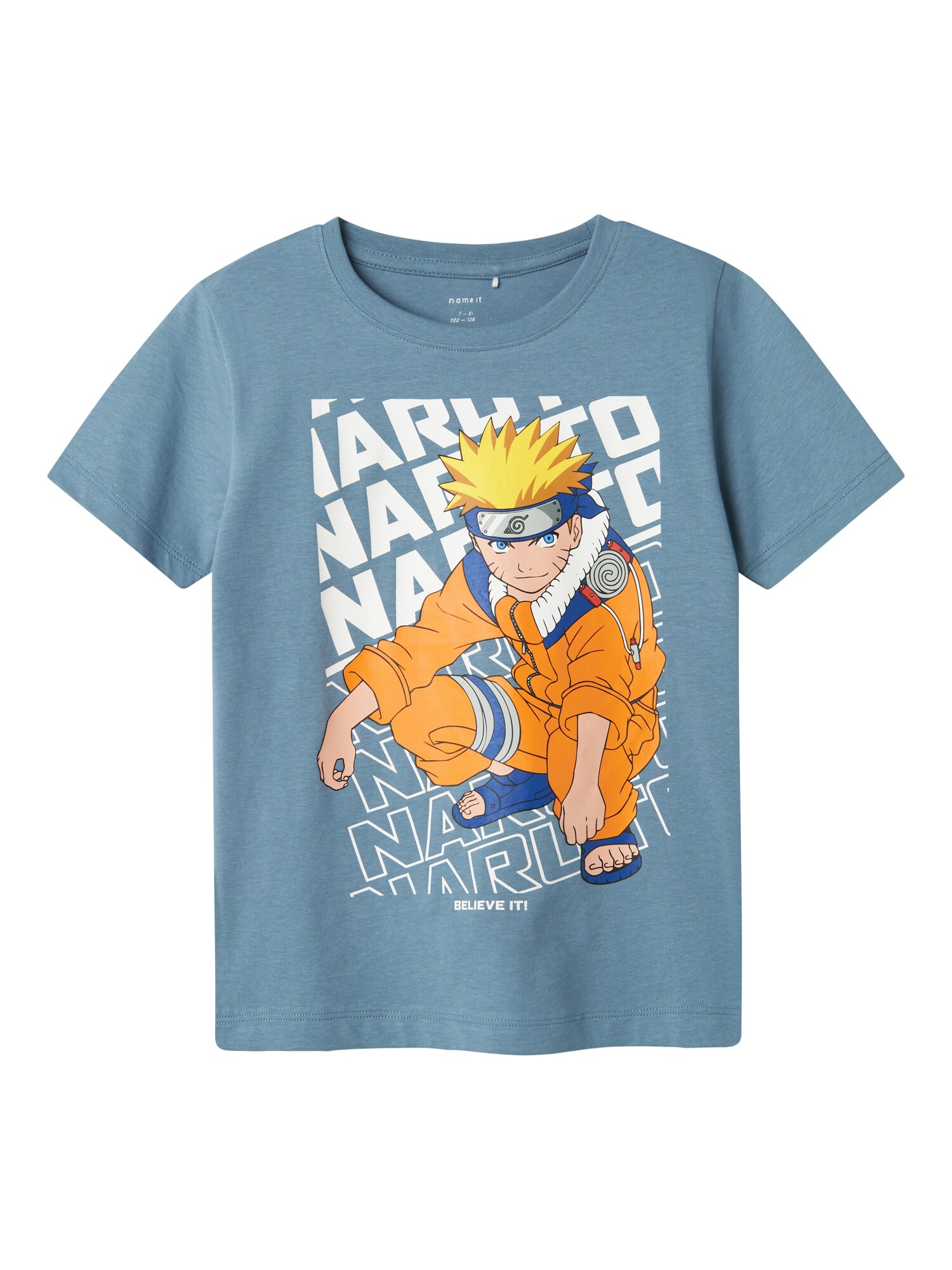 NAME IT Póló 'NKMFukas Naruto'  kék / füstkék / narancs / fehér akciós termékkép 1