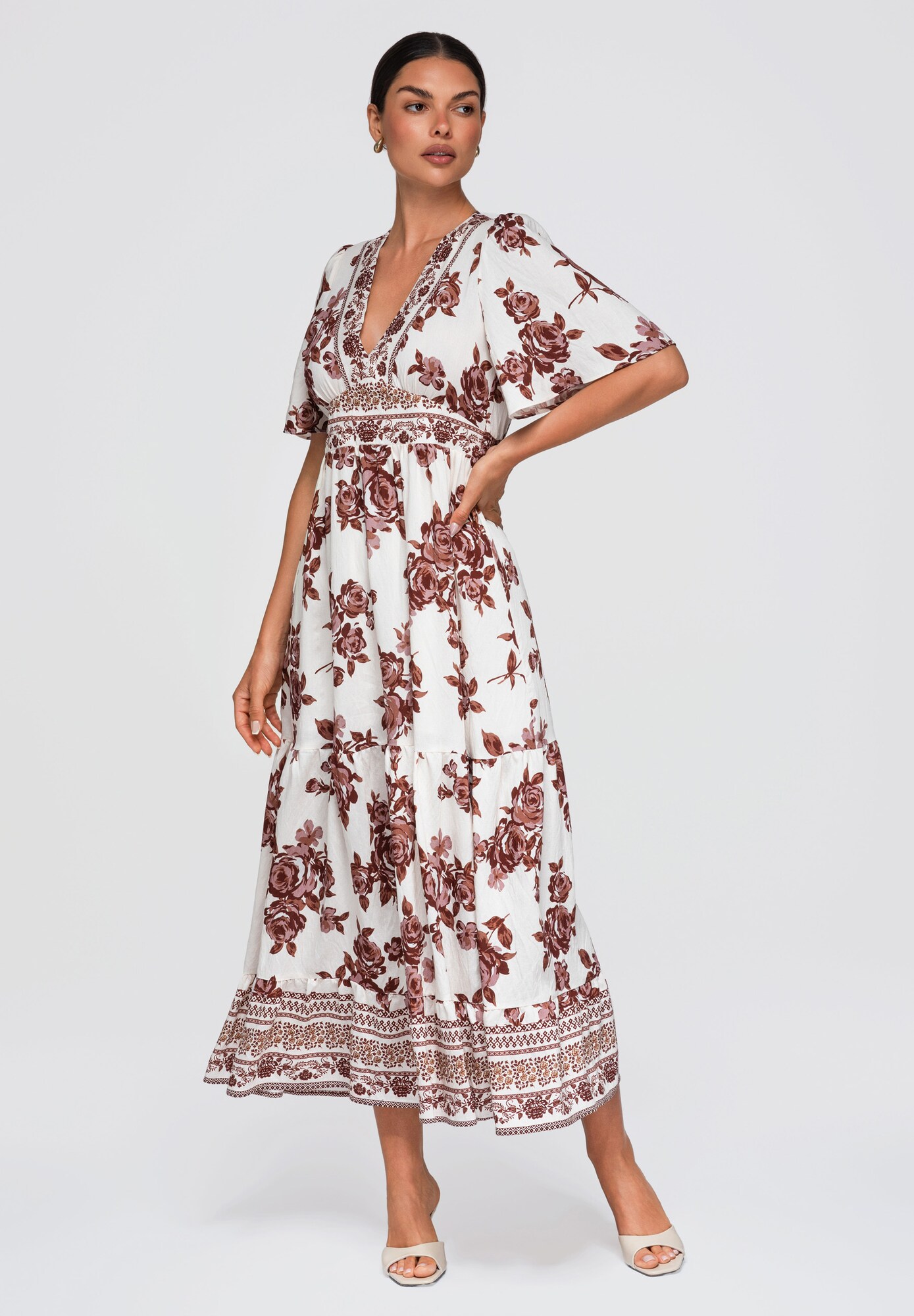 Ombre Zomerjurk Kastanjebruin / Chocoladebruin / Wit