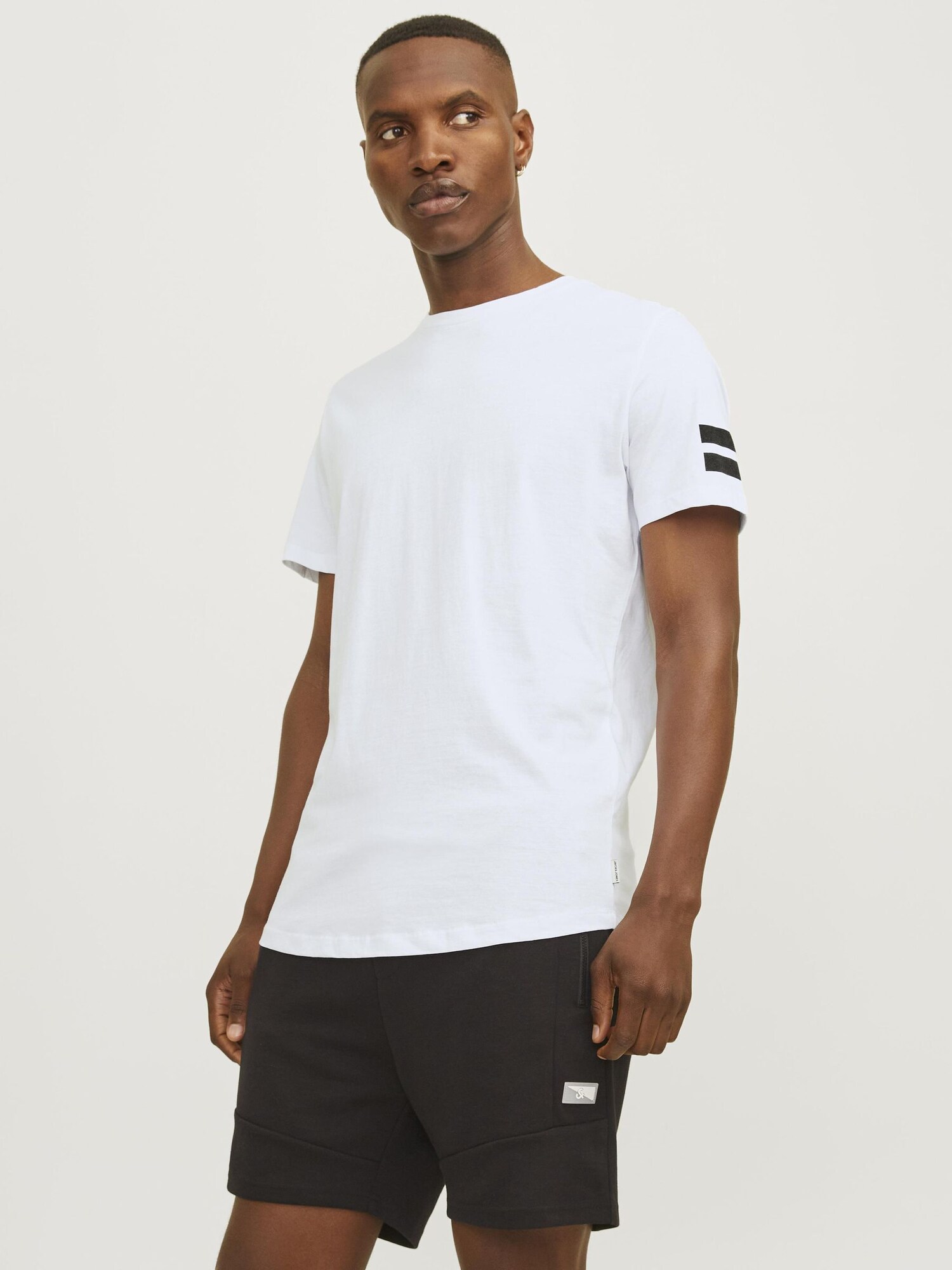 JACK & JONES Póló 'JCOBoro'  fekete / fehér termék 2. képe