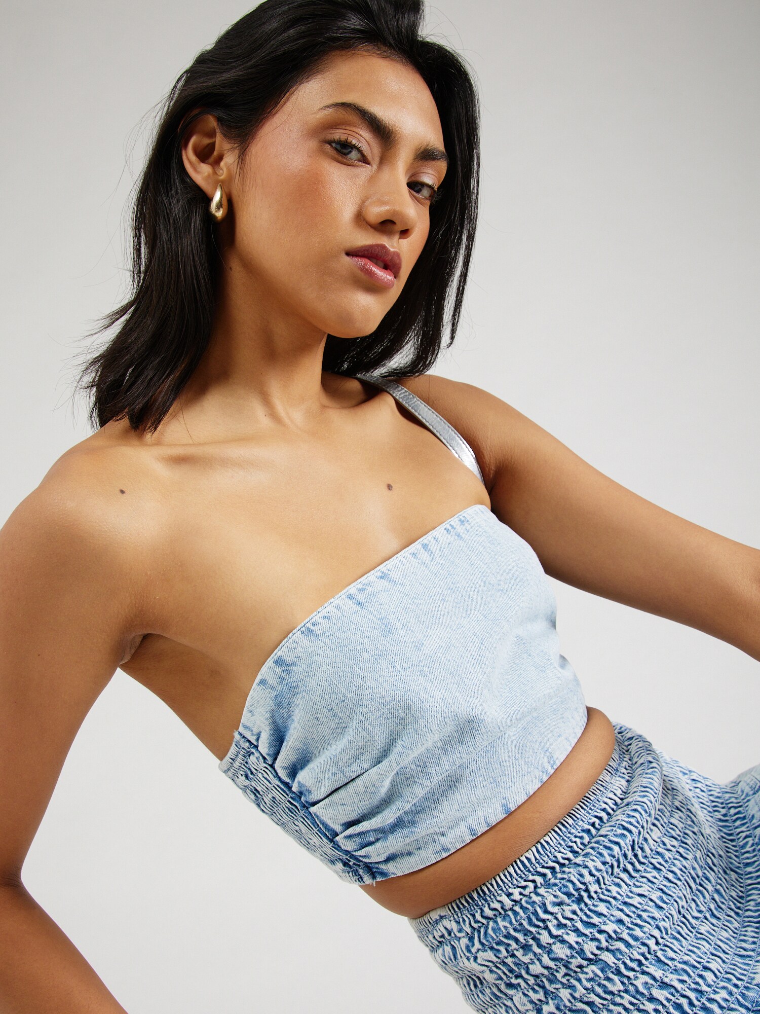 Gina Tricot Top modrá denim (obrázok 5)