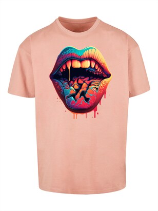 F4NT4STIC Shirt ‘Drooling Lips’ Gemengde kleuren / Pink