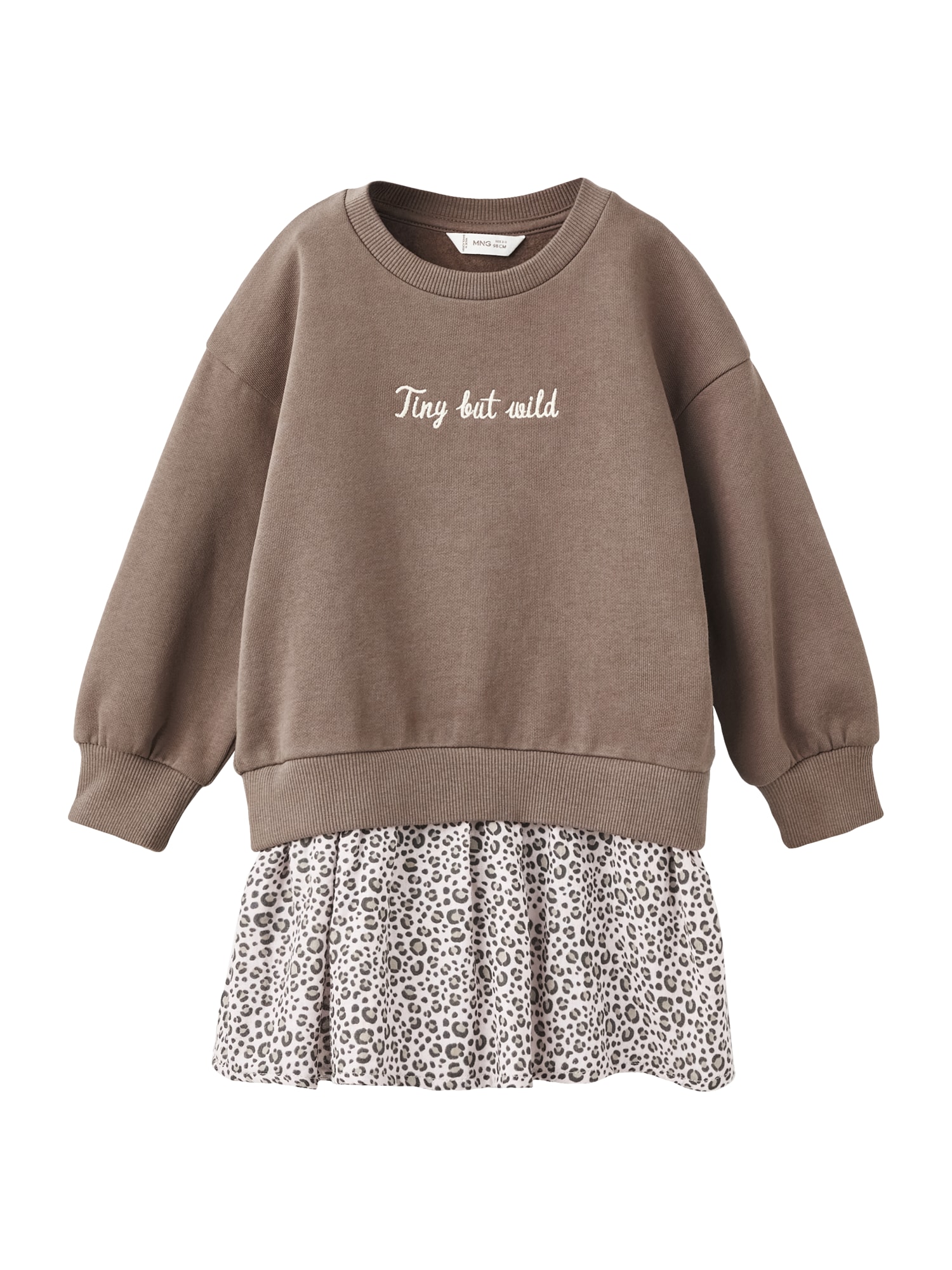 MANGO KIDS Rochie  ecru / ciocolatiu / alb