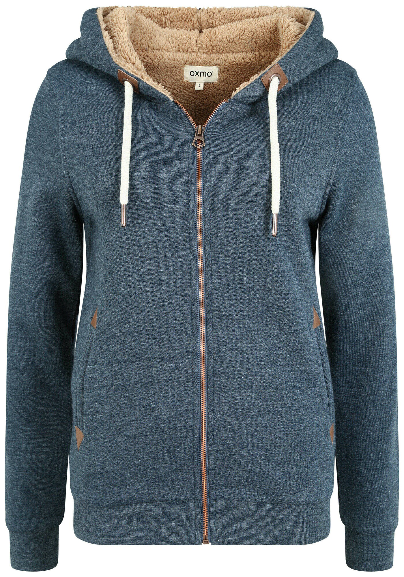 Oxmo Sudadera con cremallera 'Vicky'  azul / marrón