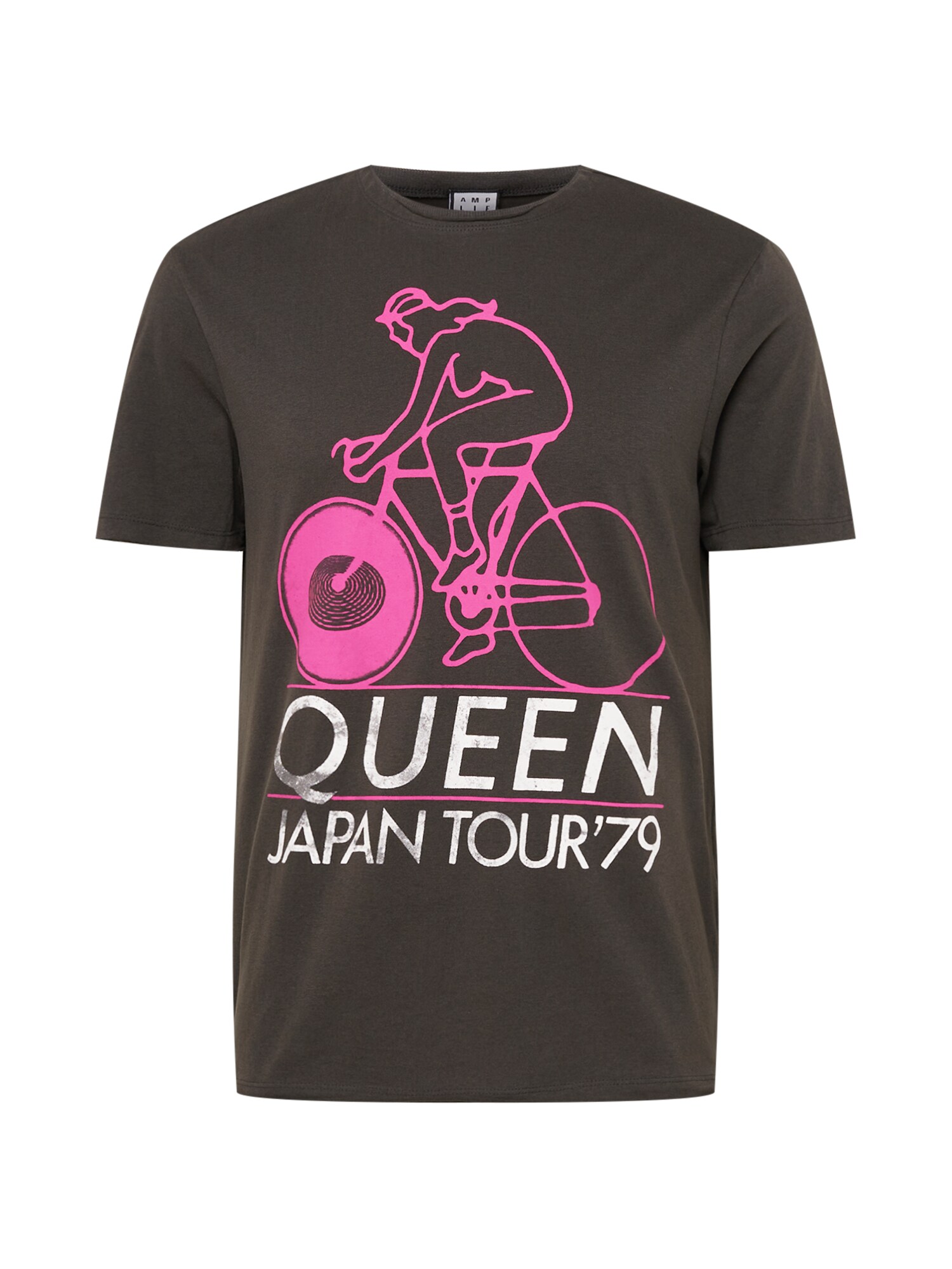 AMPLIFIED Marškinėliai 'QUEEN - JAPAN TOUR 79' antracito spalva / rožinė / balta