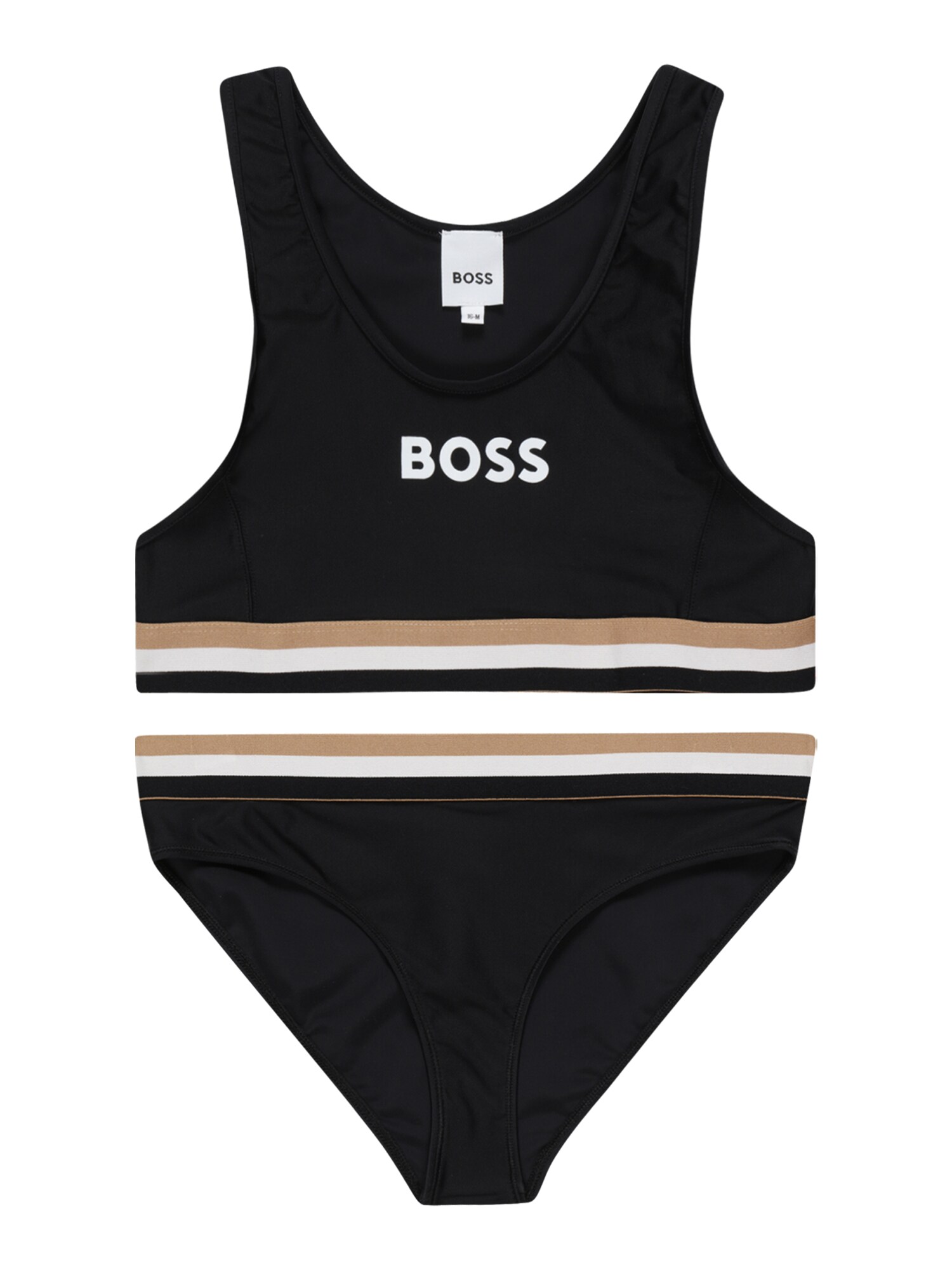 BOSS Kidswear Бански тип бикини  тъмнобежово / черно / бяло