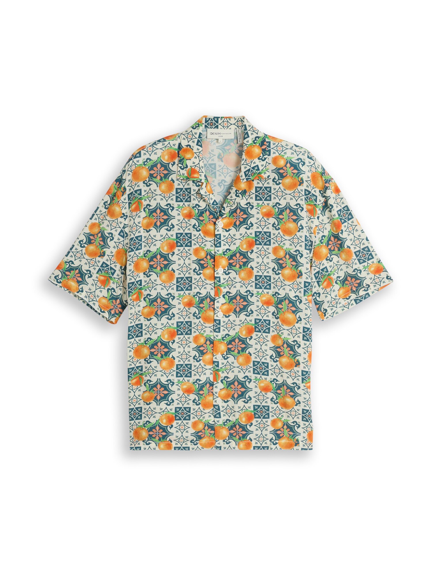 TOM TAILOR DENIM Cămașă  verde / verde închis / portocaliu / alb murdar