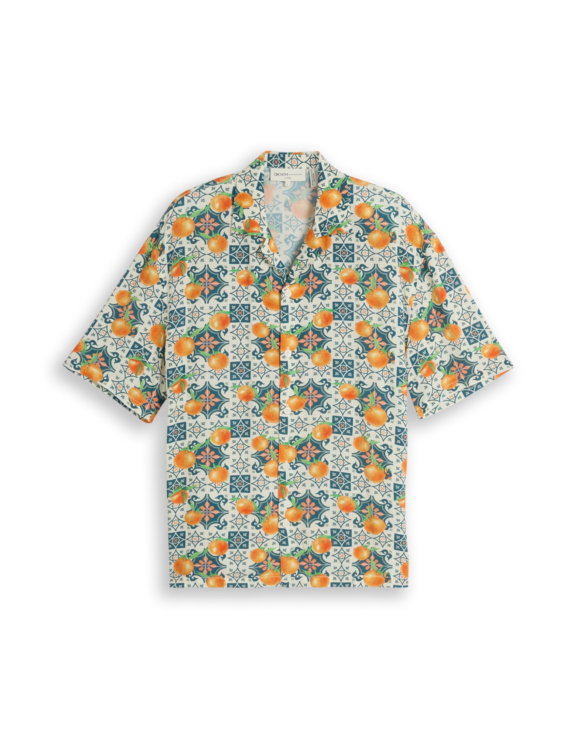 TOM TAILOR DENIM Skjorta grön / mörkgrön / orange herr