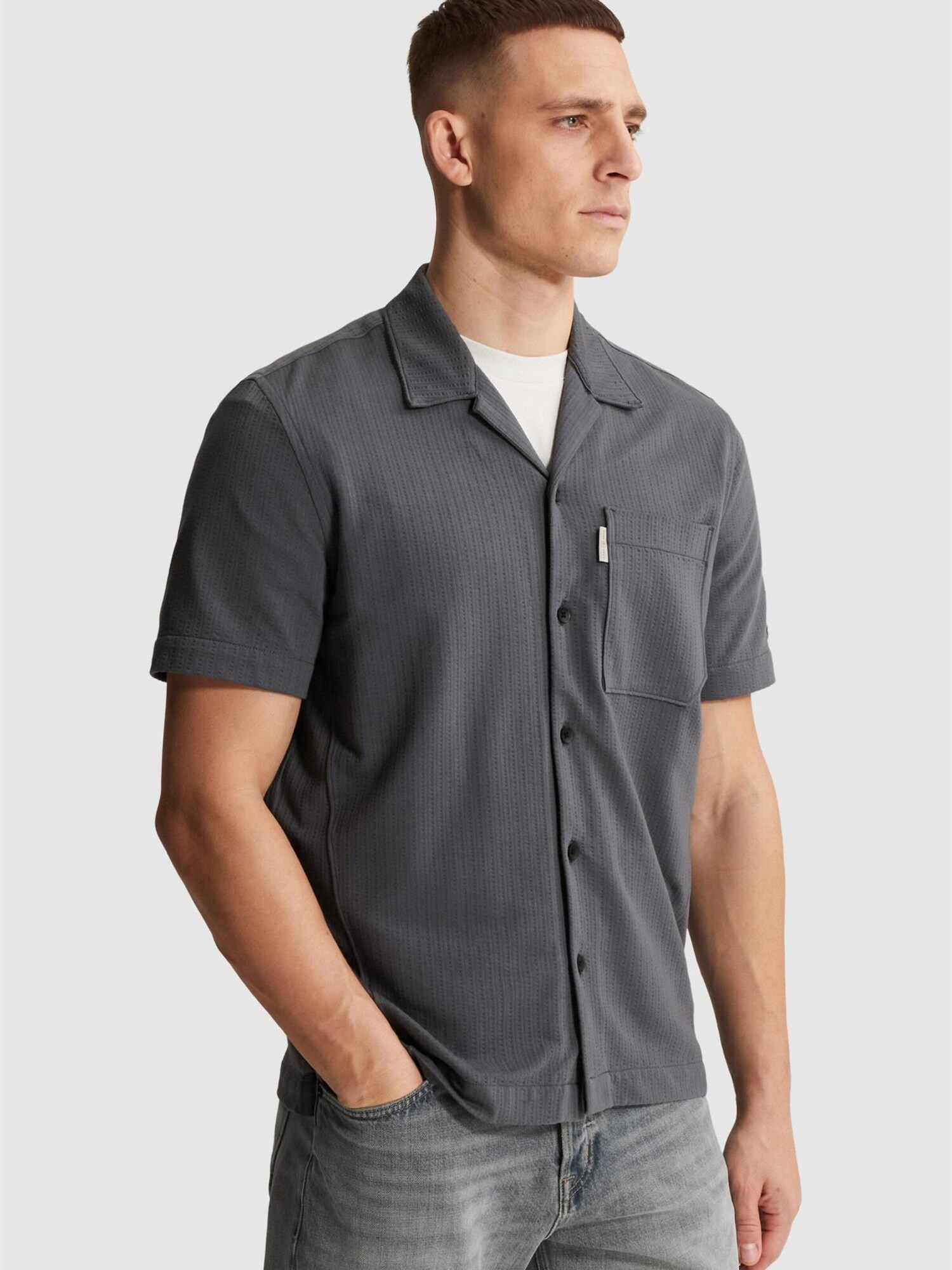 Skjorta 'Shirt with short sleeves and chest pocket in jersey'