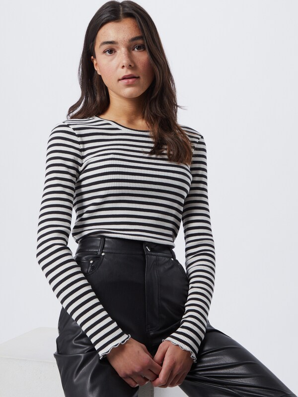 Selected Femme Anna gestreiftes Basic-T-Shirt mit Rundhalsausschnitt