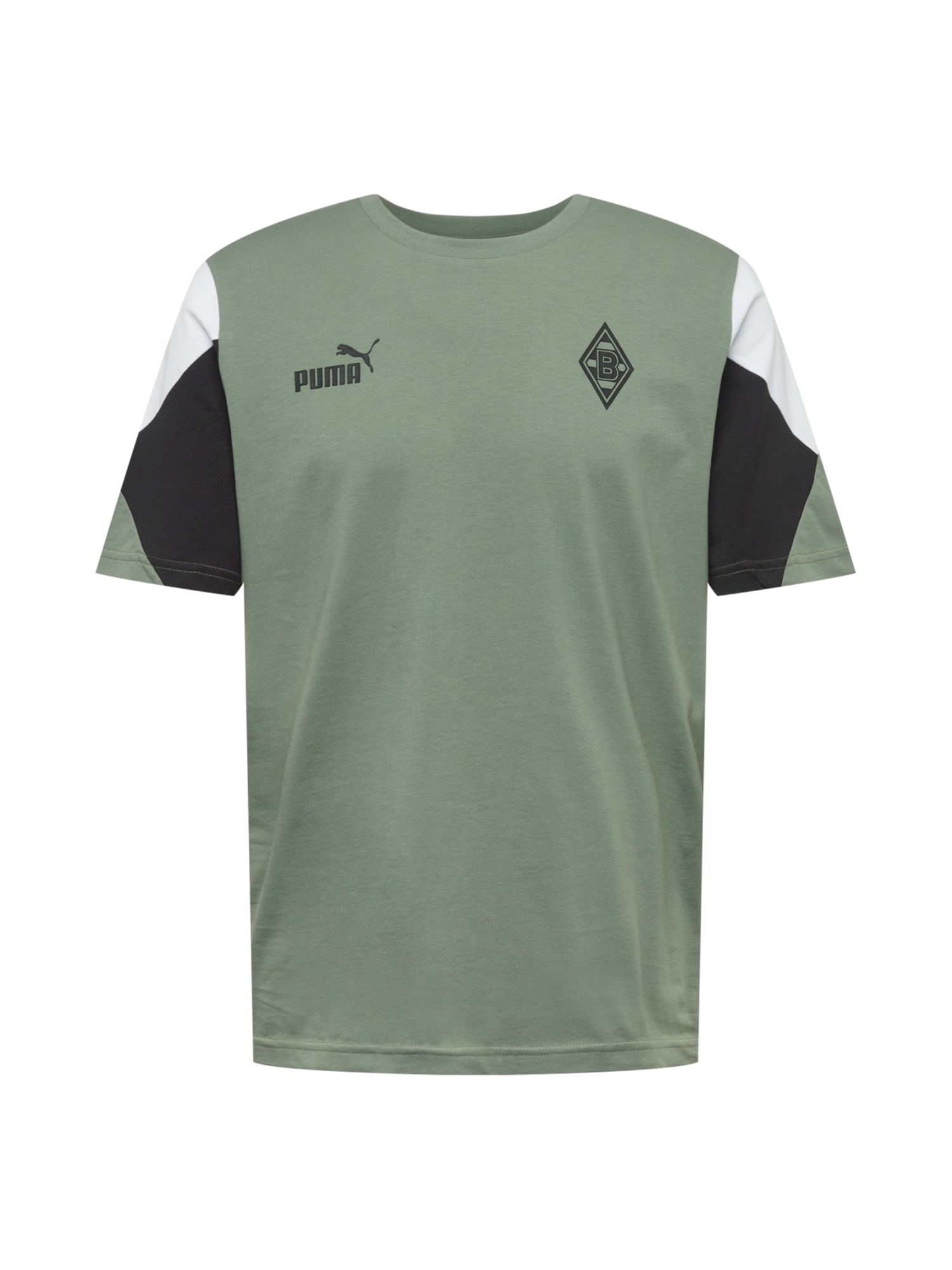PUMA Funkcionalna majica  pastelno zelena / črna / bela