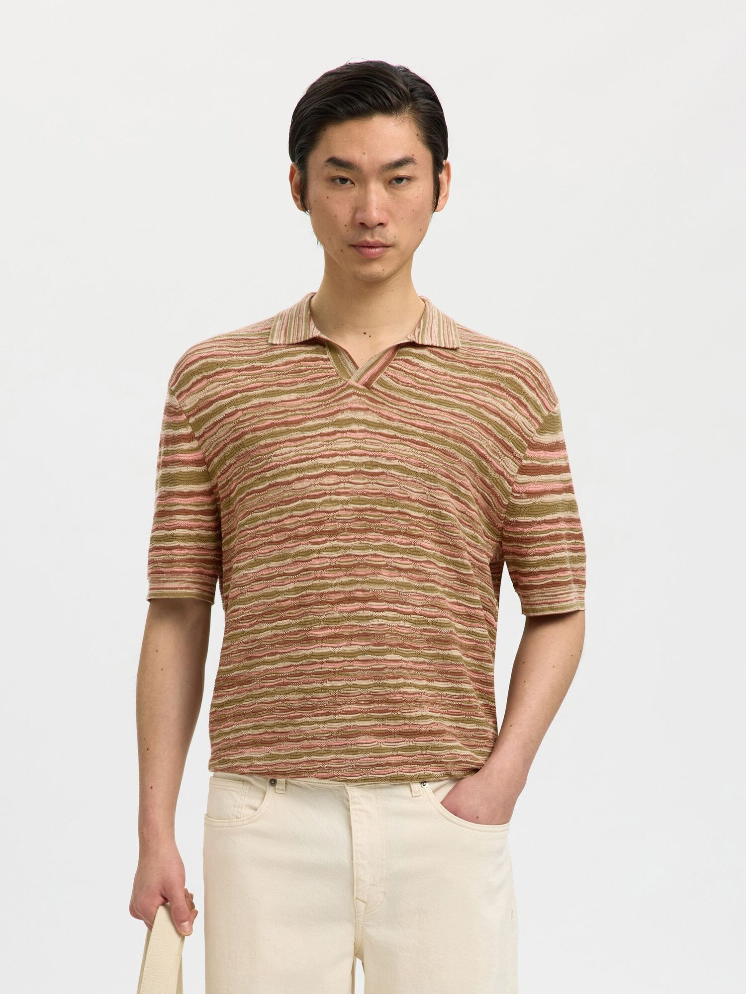 SELECTED Jersey  caqui / rosa / burdeos