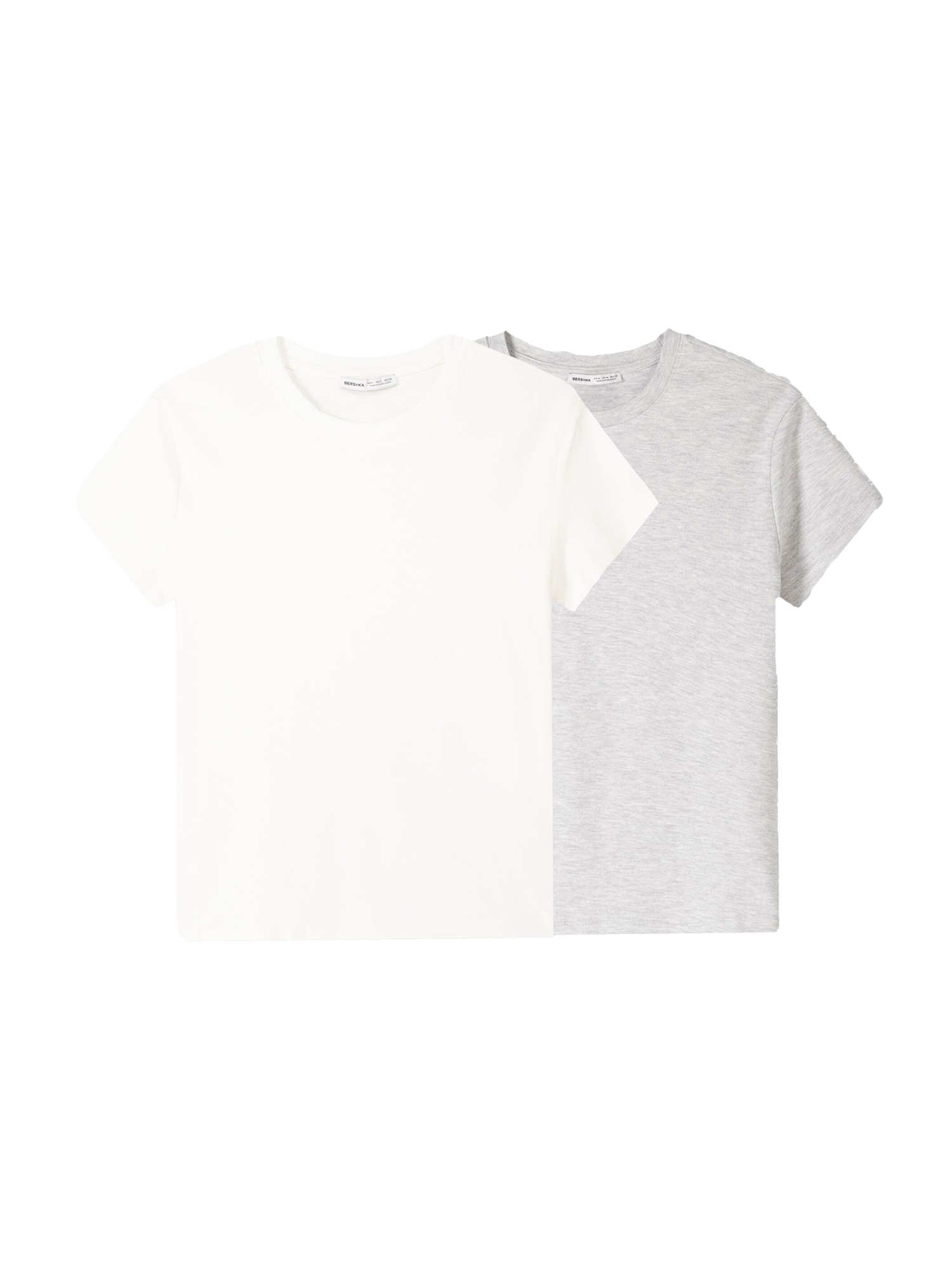 Bershka Tricou  gri amestecat / alb