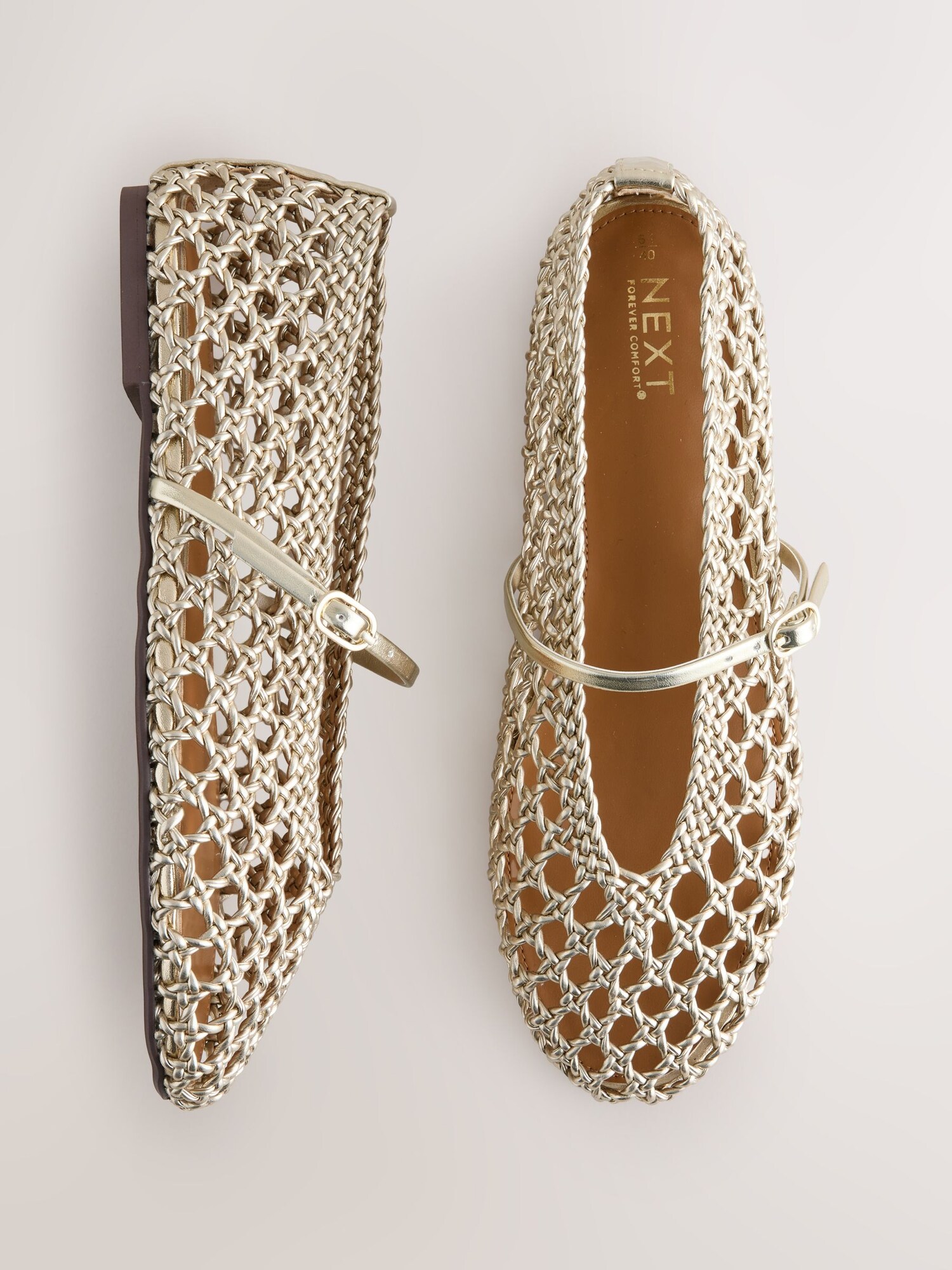 Next Ballerina met riempjes 'Forever Comfort' goud