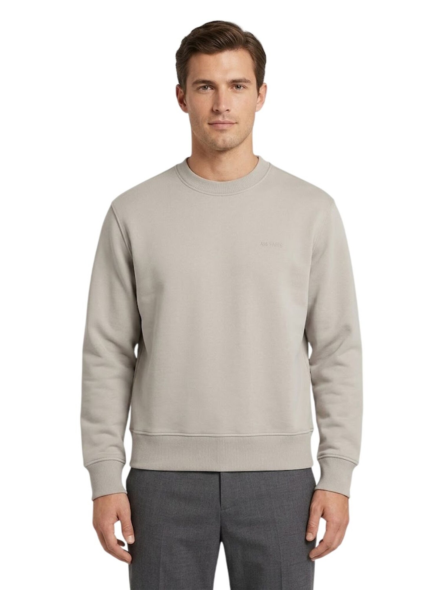 Ami Sudadera 'Ami Paris Ami de Coeur Fade Out Pullover Grau Herren'  gris basalto / caqui – imagen 2