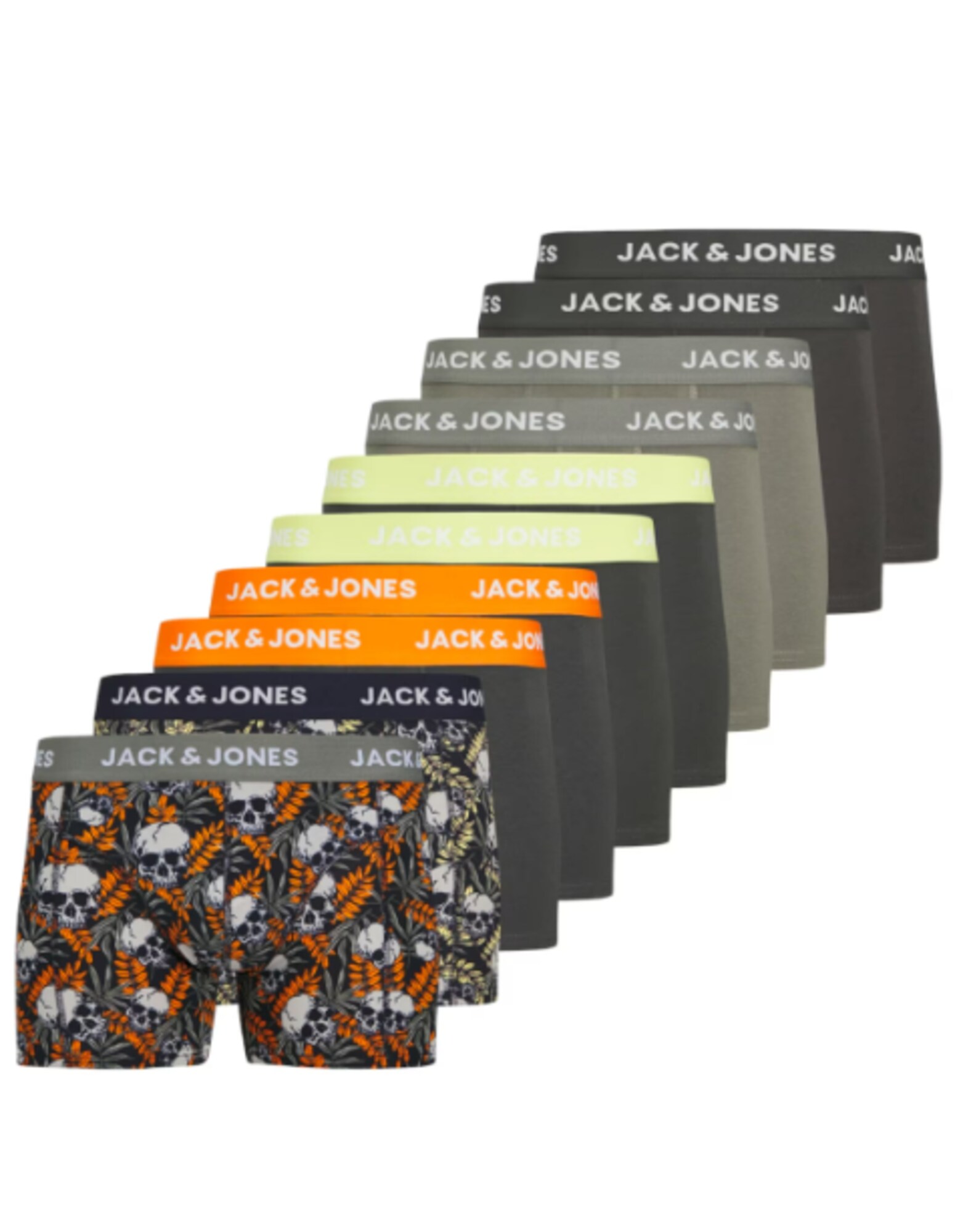 JACK & JONES Boxerky 'JACHugo Skulls'  sivá / tmavosivá / oranžová / čierna