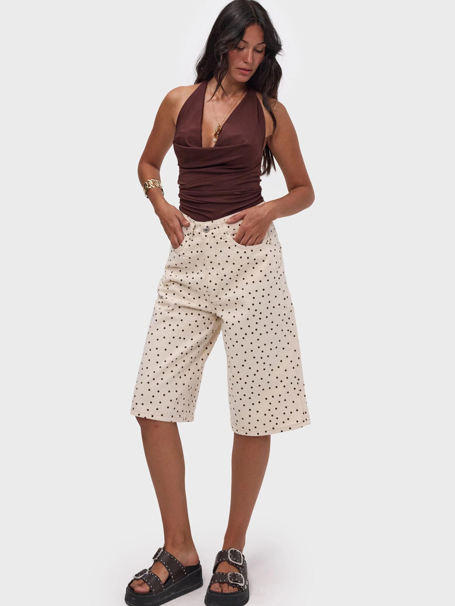 It's Basic Its Basic Jeans Polka Bermuda Short