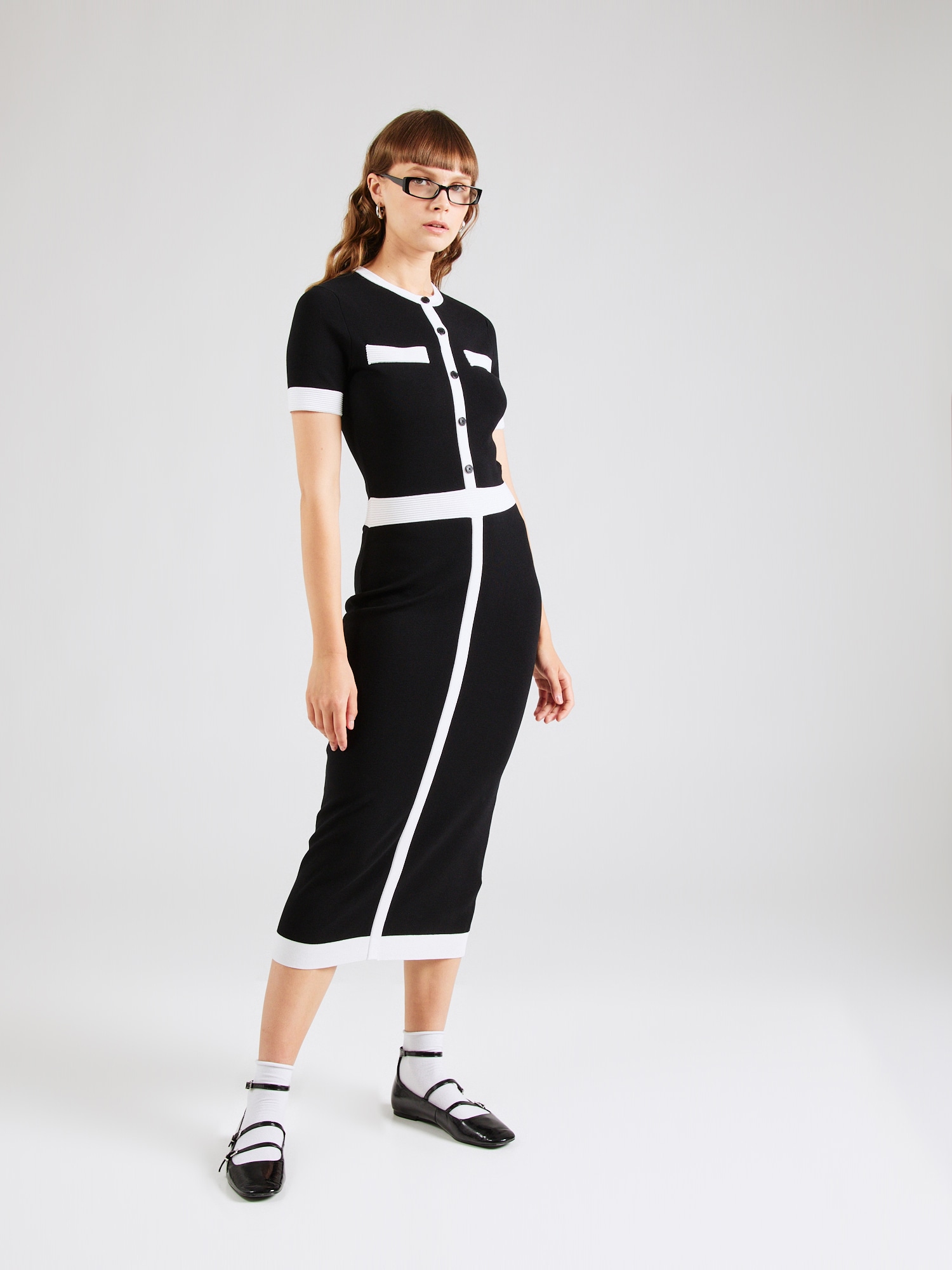 Karl Lagerfeld Kötött ruhák 'Classic'  fekete / fehér termék 2. képe