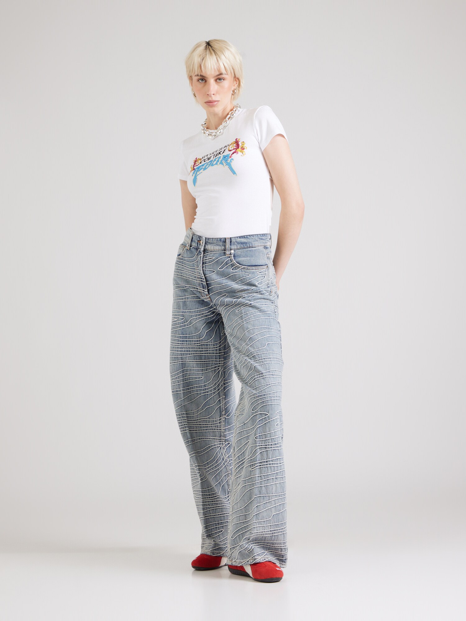 Versace Jeans Couture Tričko svetlomodrá / pitaya / čierna / biela (obrázok 4)