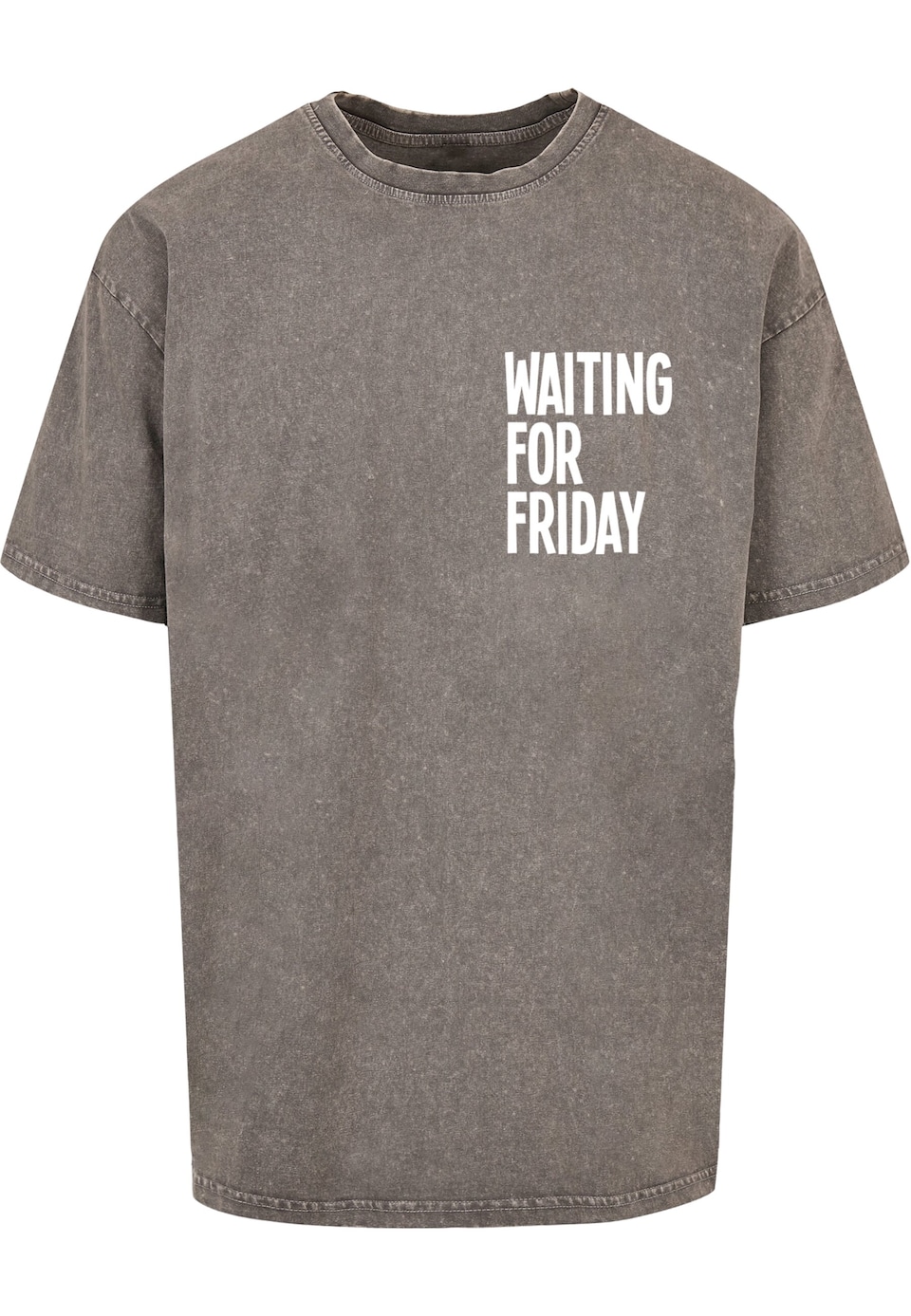 T-shirt 'Waiting For Friday' grå denim
