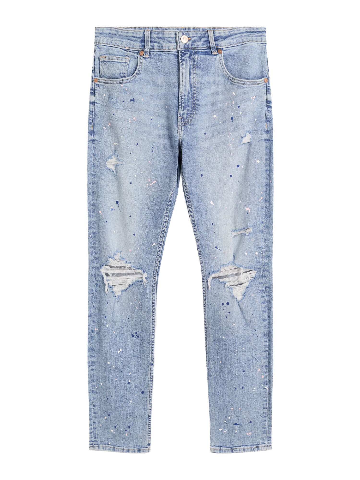 Bershka Jeans  bleumarin / albastru deschis / roz pudră / alb