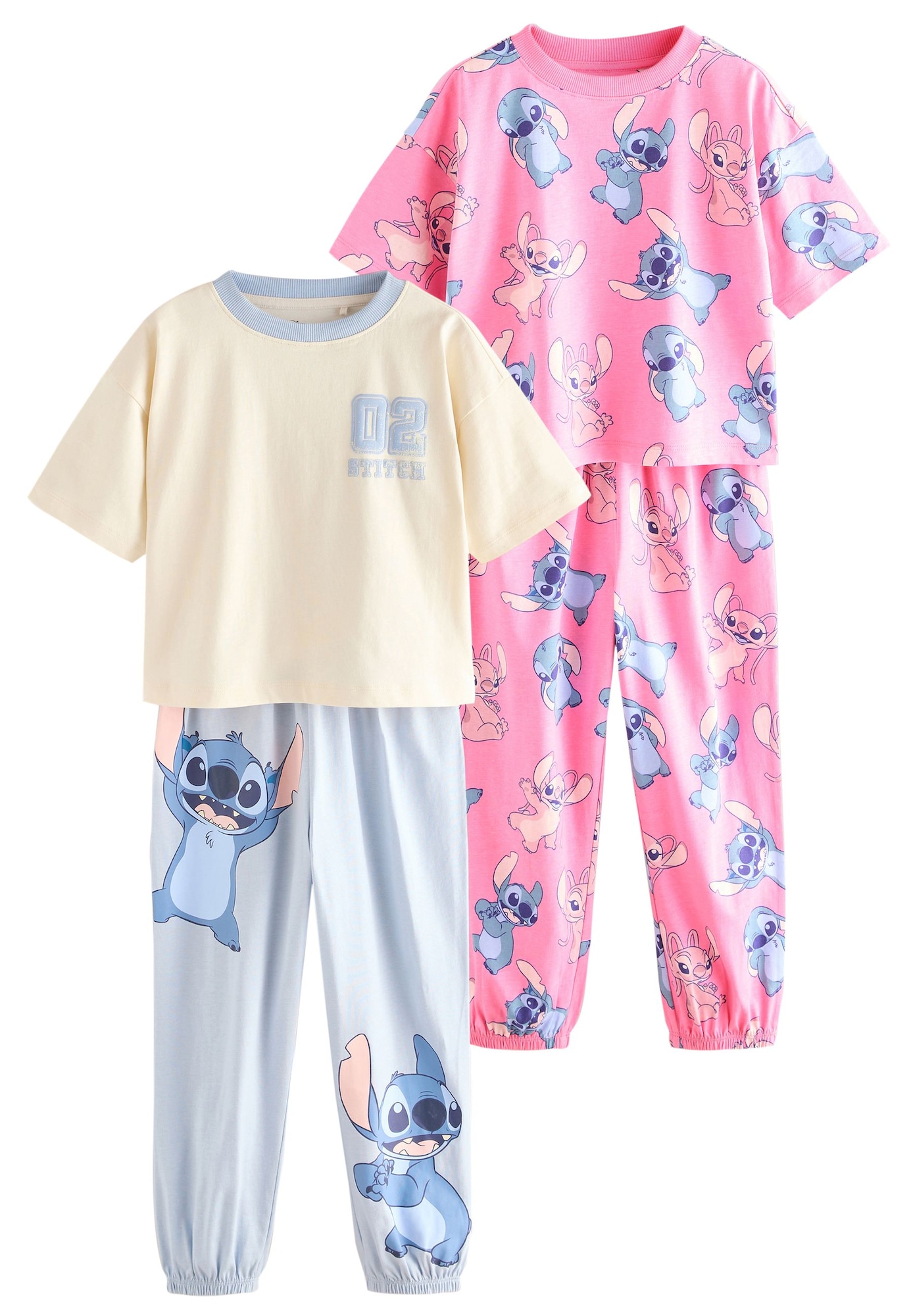 Next Pijamale Stitch  albastru / albastru deschis / galben pastel / roz