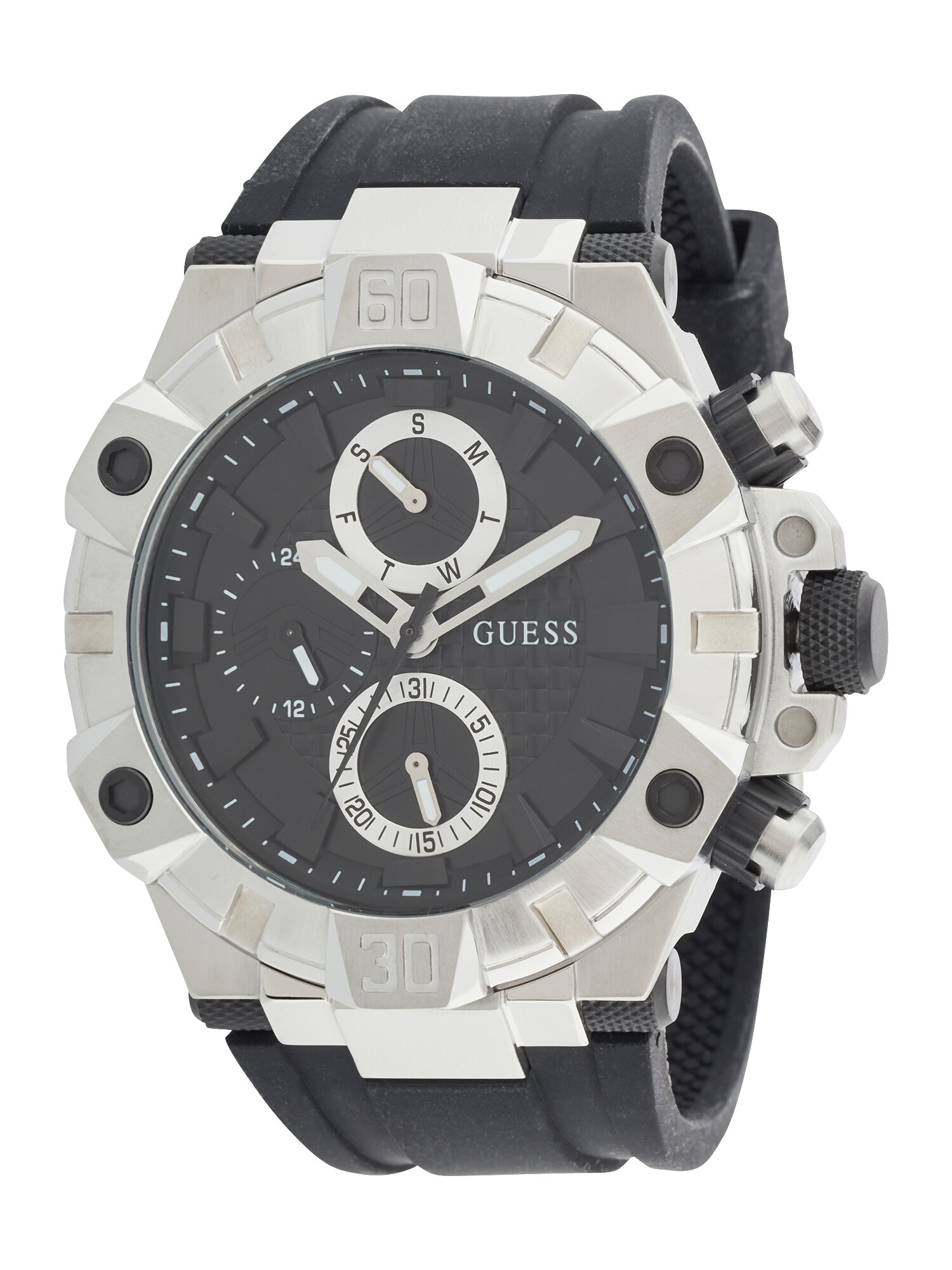 GUESS Ceas analogic  negru / argintiu