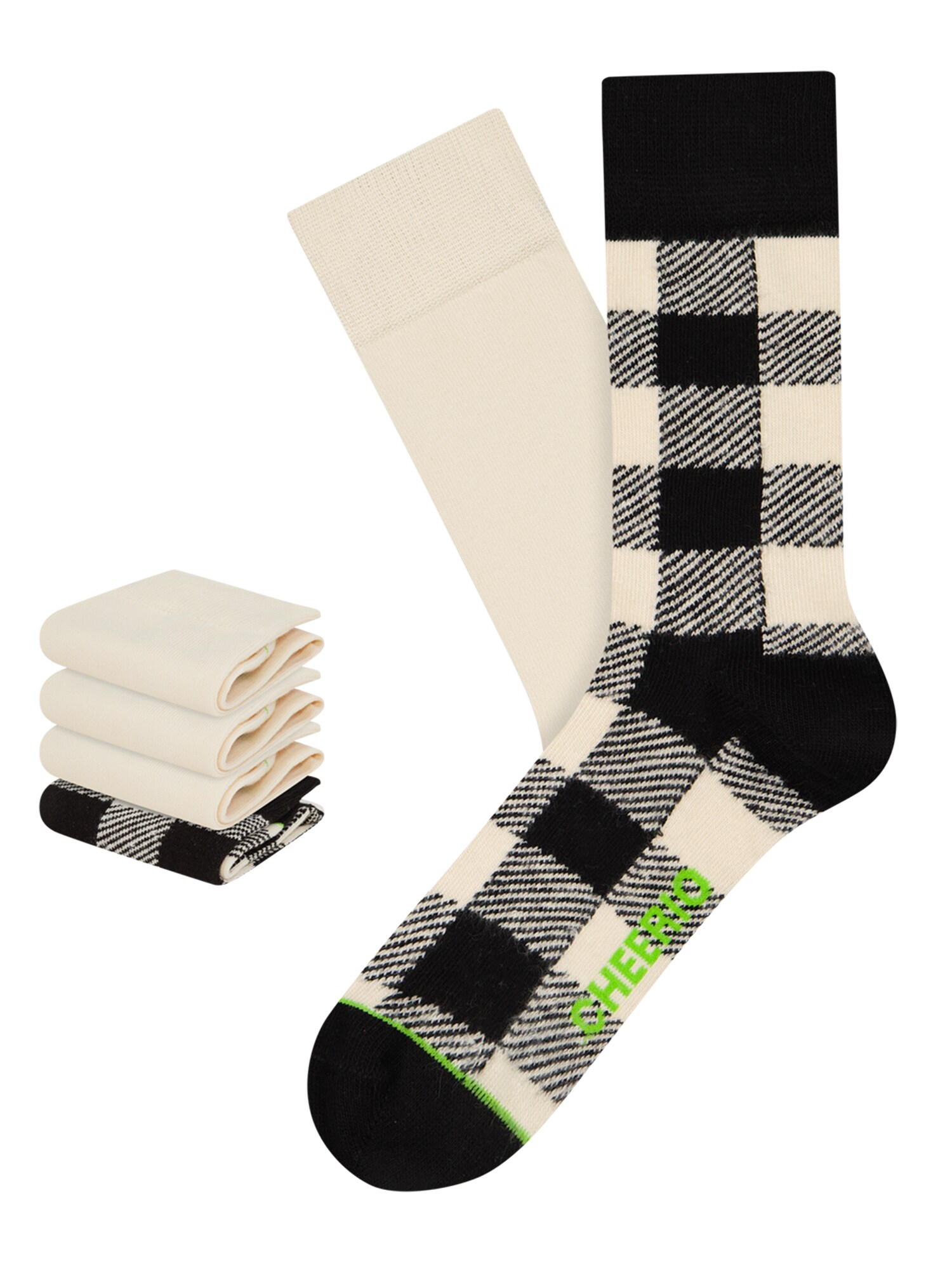 CHEERIO* Ponožky 'Jackcheck'  zelená / čierna / biela