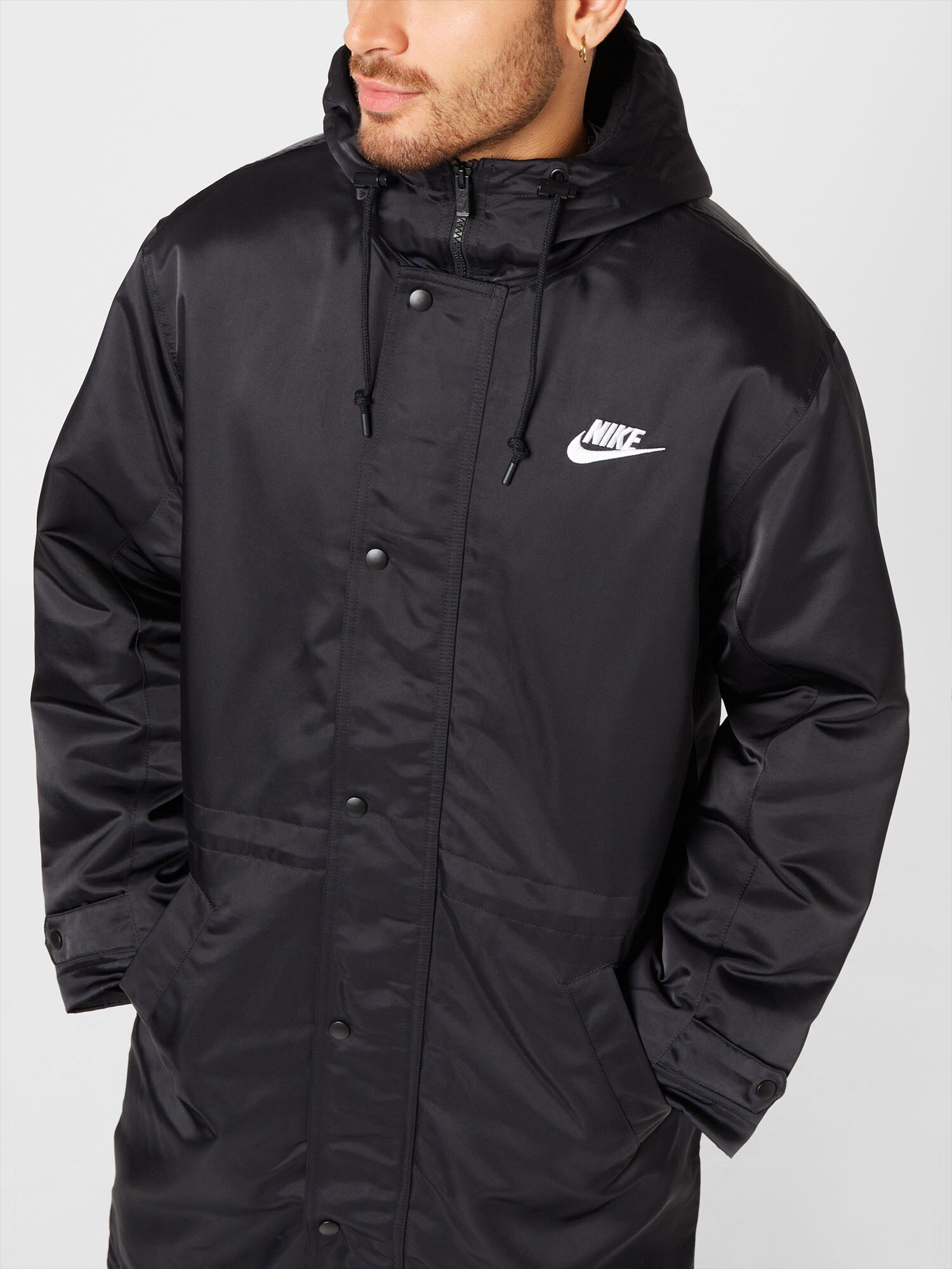 Nike Sportswear Prechodná parka 'Club Stadium' čierna / biela (obrázok 5)