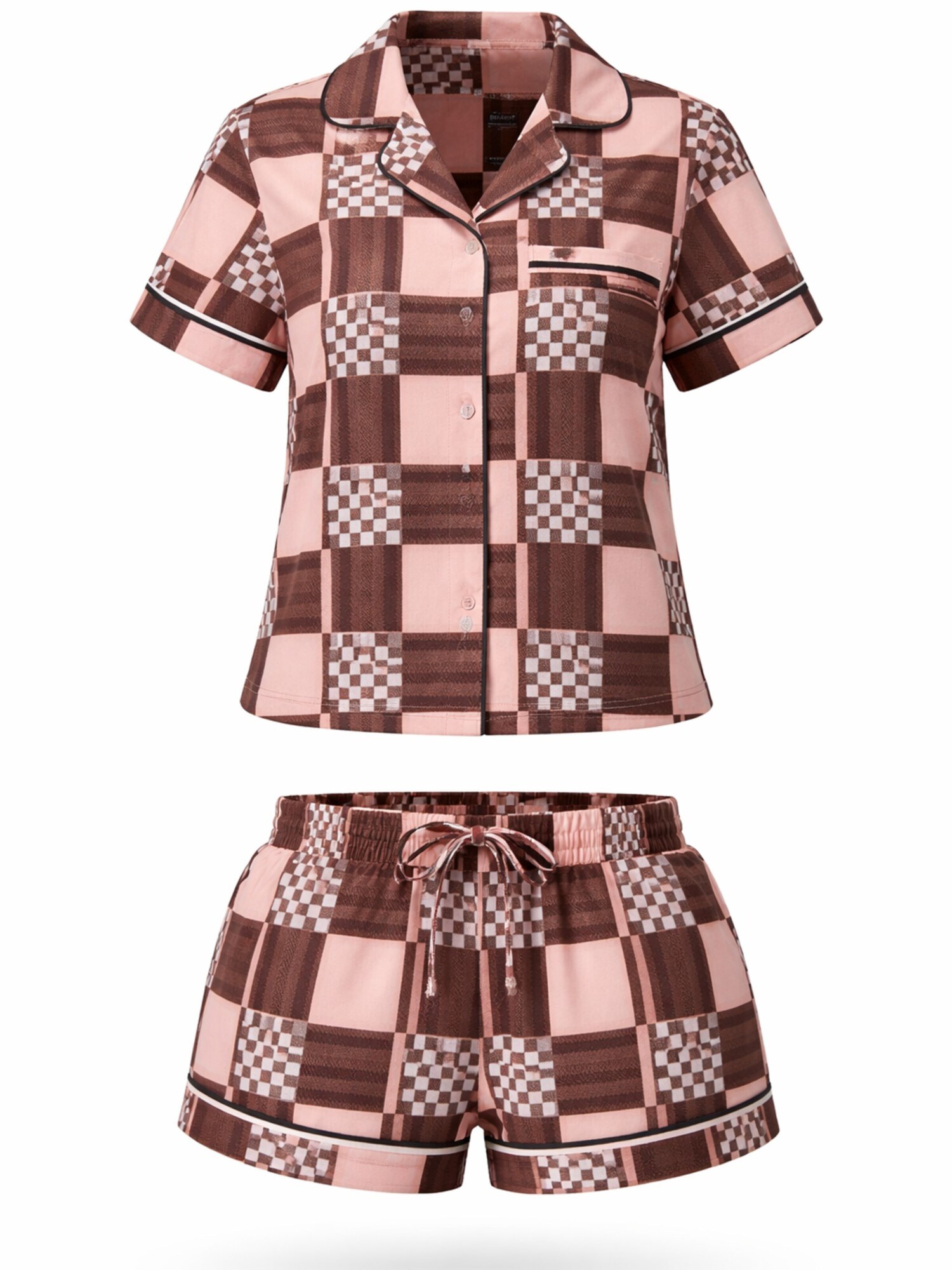 LEAFLETIC Shorty 'Leafletic Women’s Check Night Wear Short Set for Women'  rosa