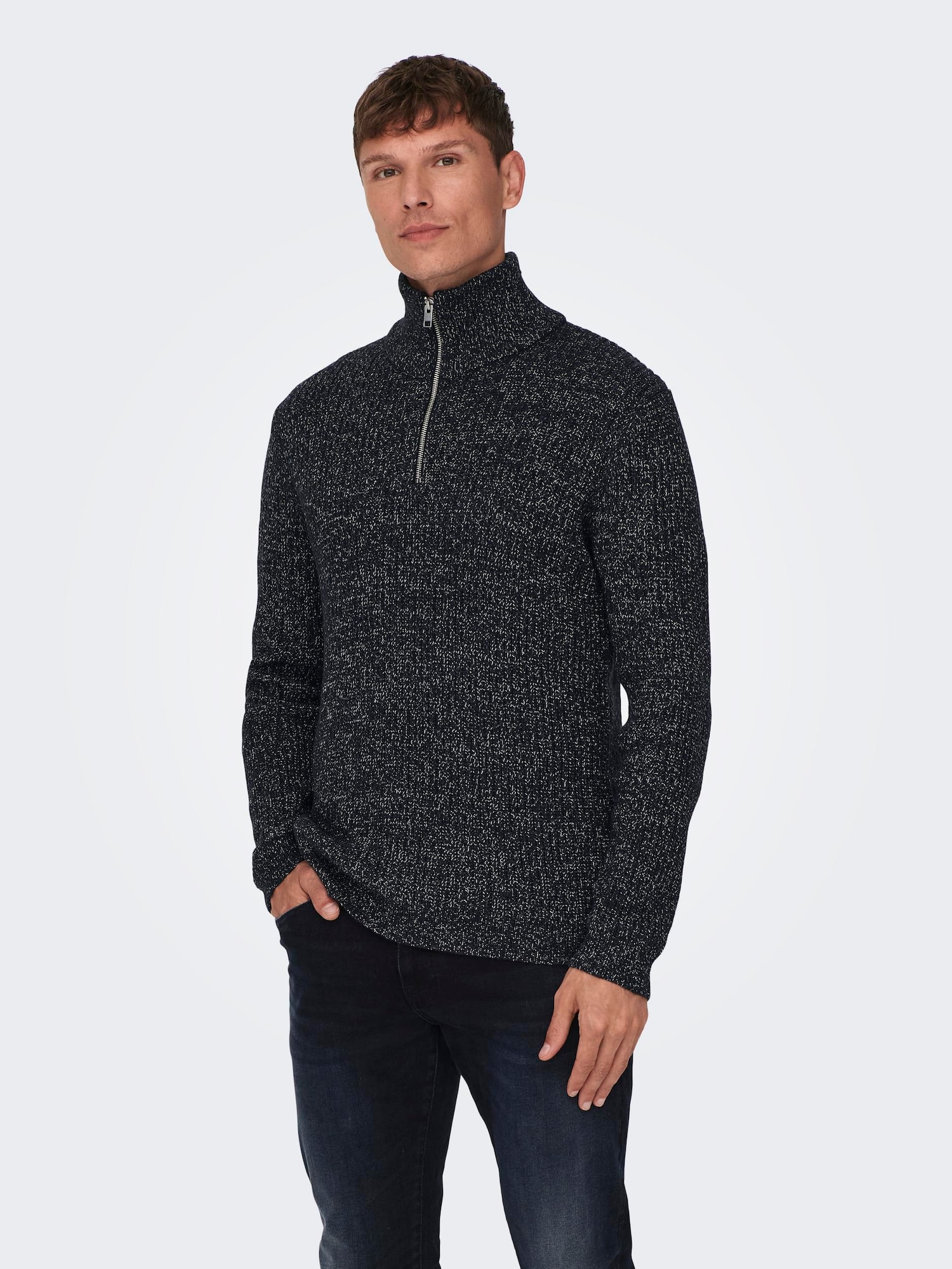 Only & Sons Pulóver 'Malaki'  tengerészkék / fehér termék 2. képe
