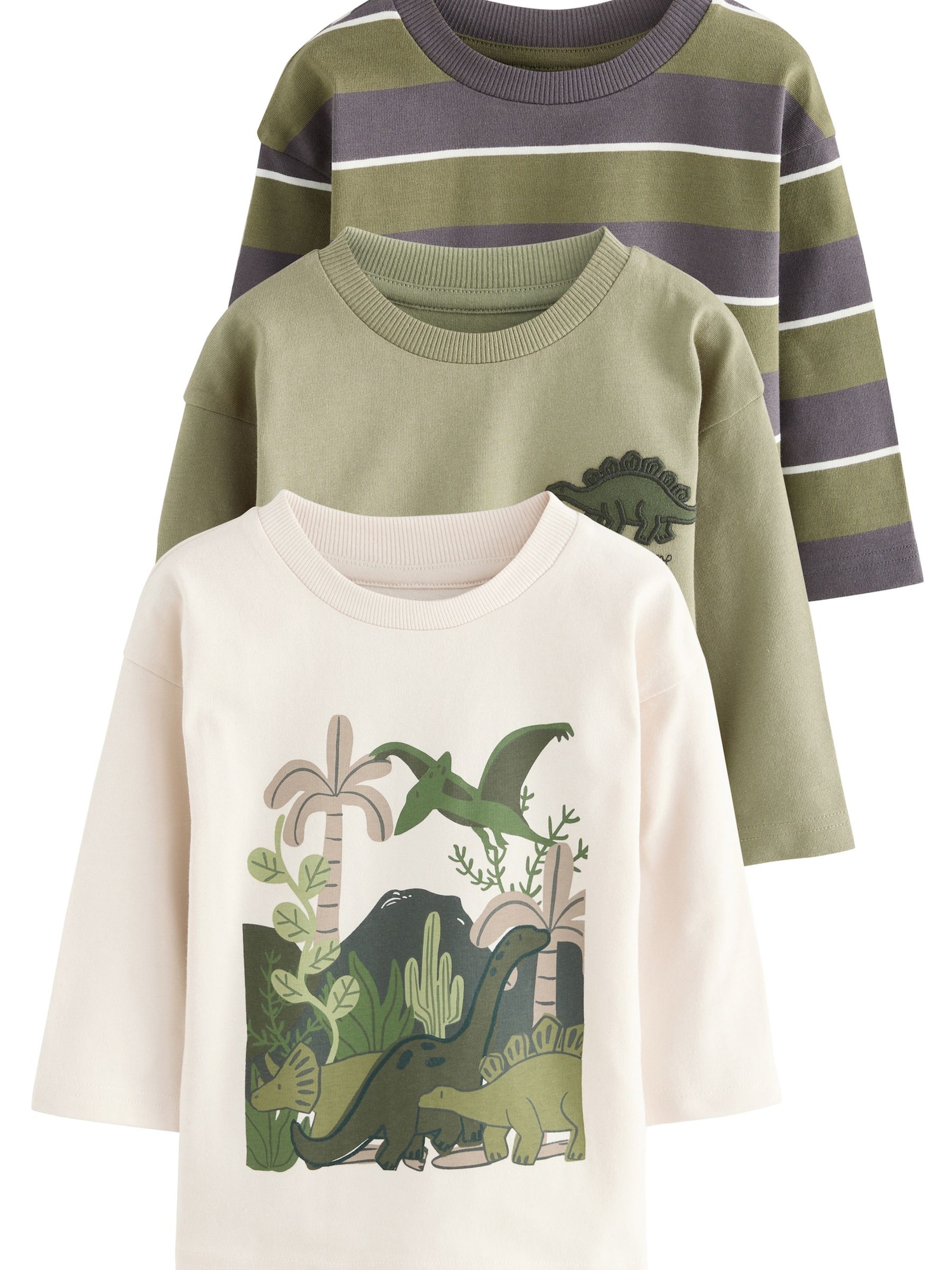 Next Tricou  gri închis / verde / verde deschis / alb