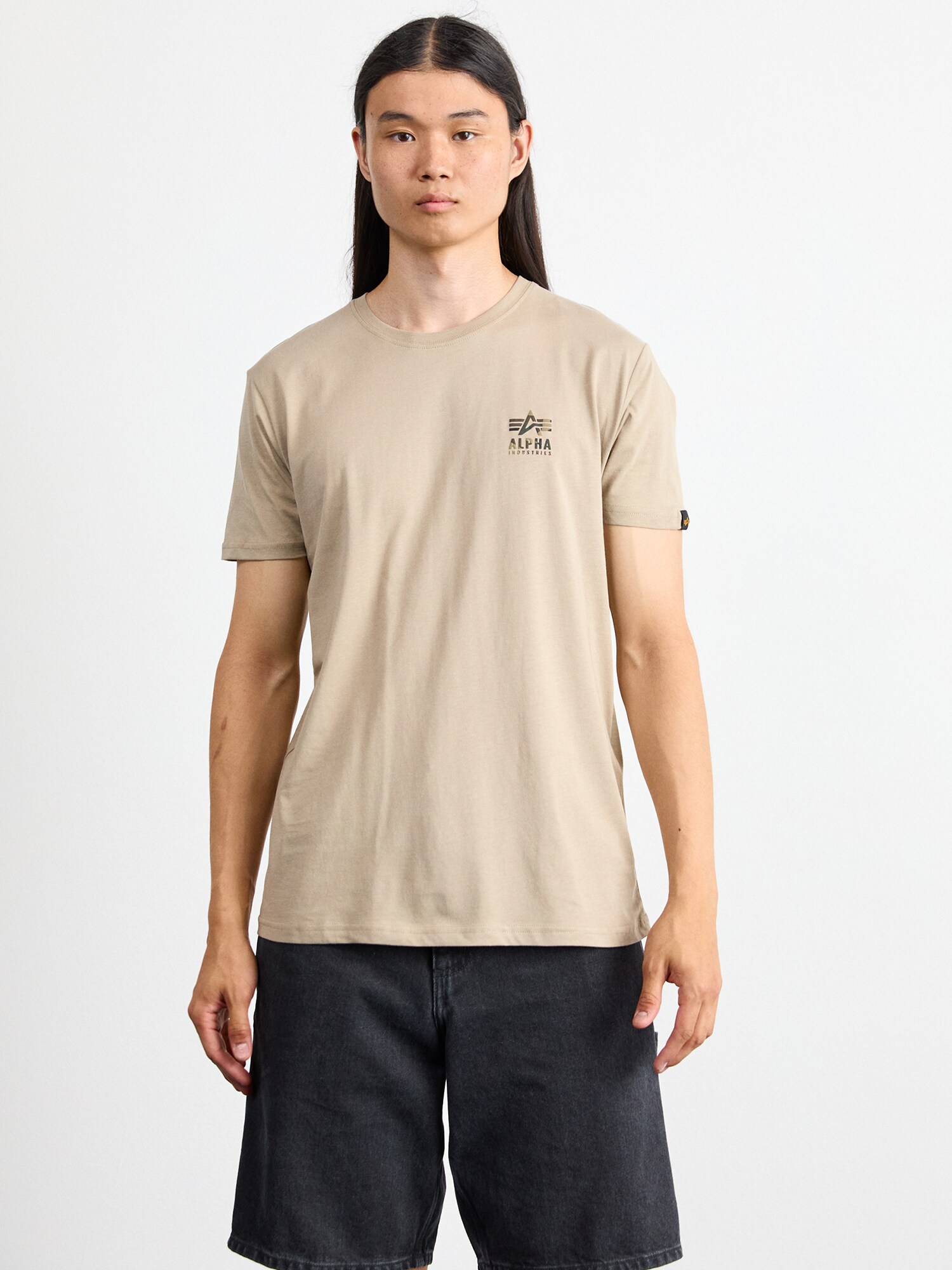 ALPHA INDUSTRIES Camiseta beige oscuro / negro – imagen 3