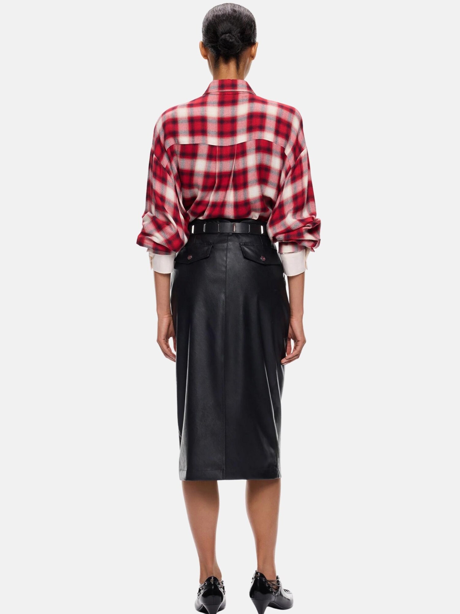 PINKO Falda 'PINKO GERBERA GONNA SPALMATO EFFETTO NAPPA GONNA'  negro – imagen 4