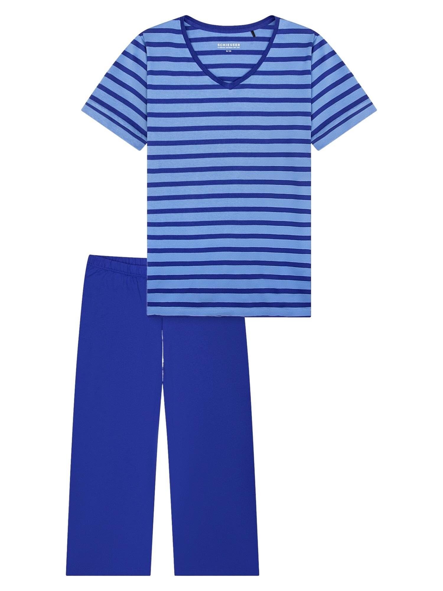 SCHIESSER Pijama 'Casual Essentials'  azul real / azul oscuro