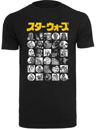 F4NT4STIC Shirt ‘Star Wars Japanese Character Thumbnail’ Geel / Zwart / Wit