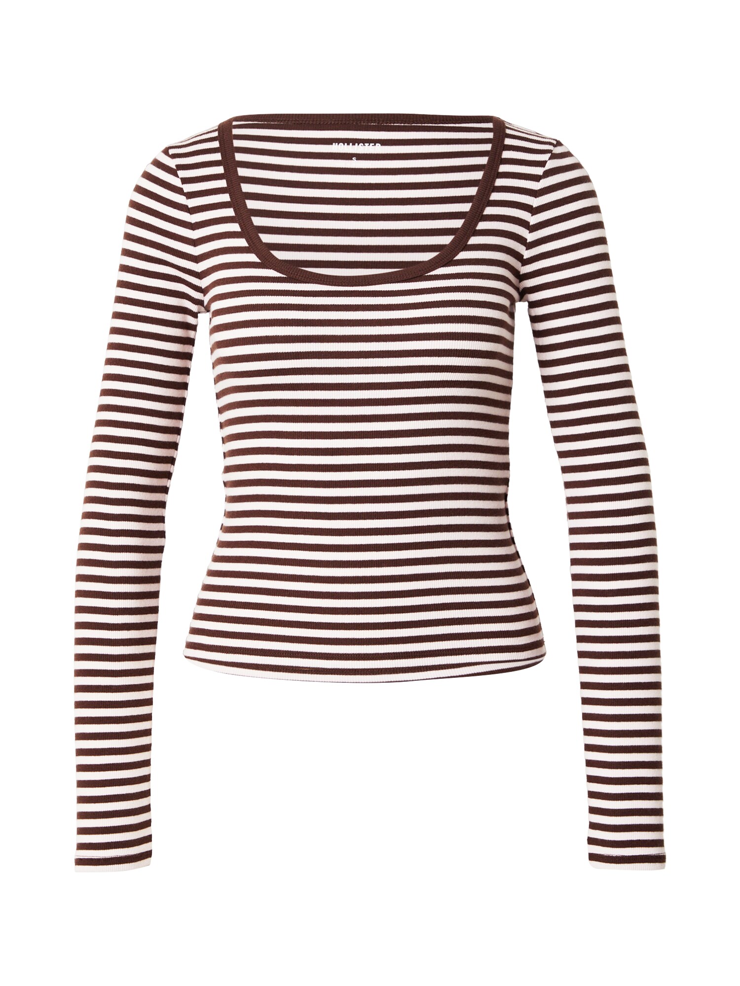 HOLLISTER Tricou  maro închis / alb