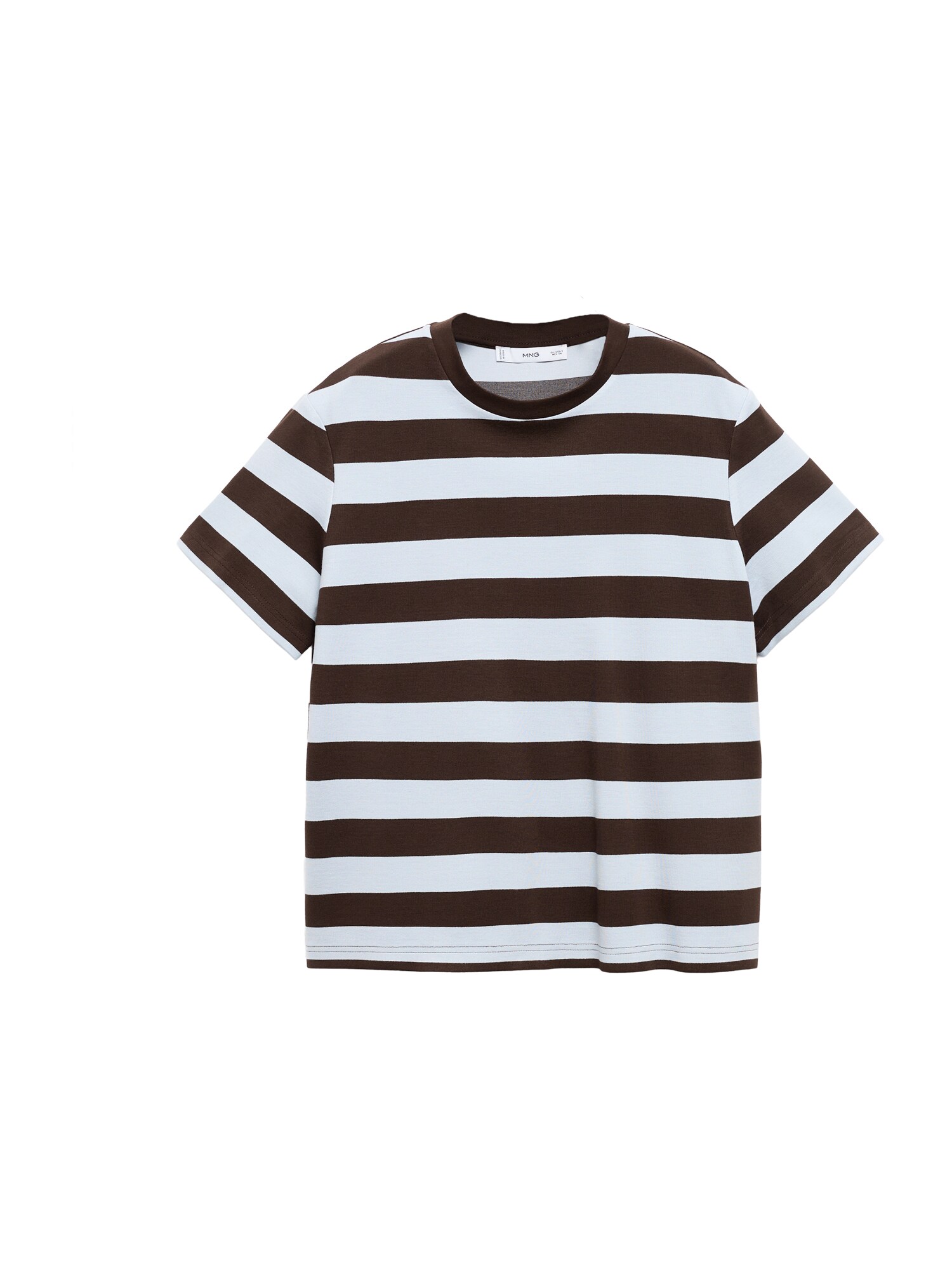 MANGO Tricou DOLLY  maro închis / alb