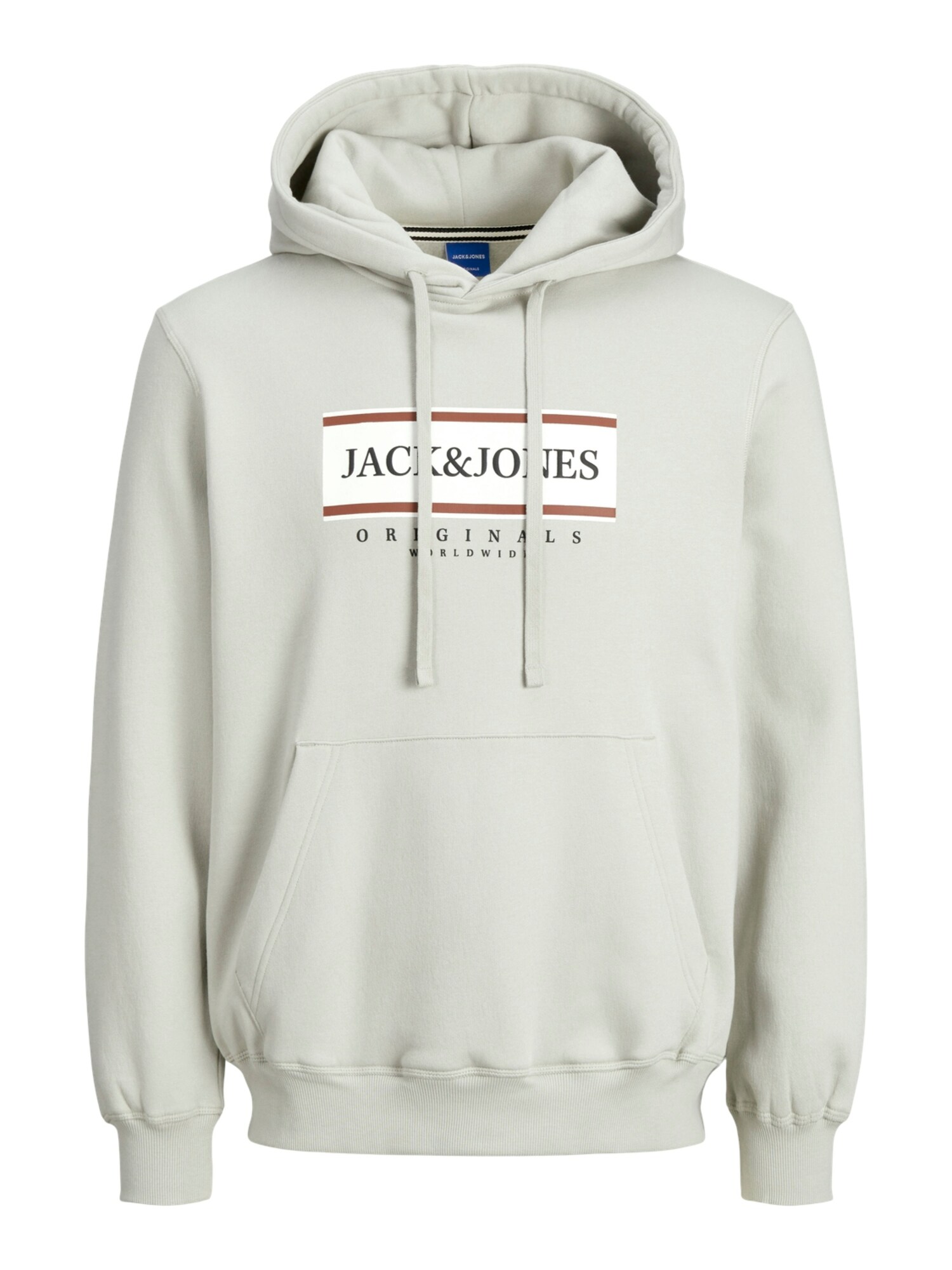 Jack & Jones Plus Mikina 'JORFREDERIKSBERG'  svetlosivá / červená / čierna / biela