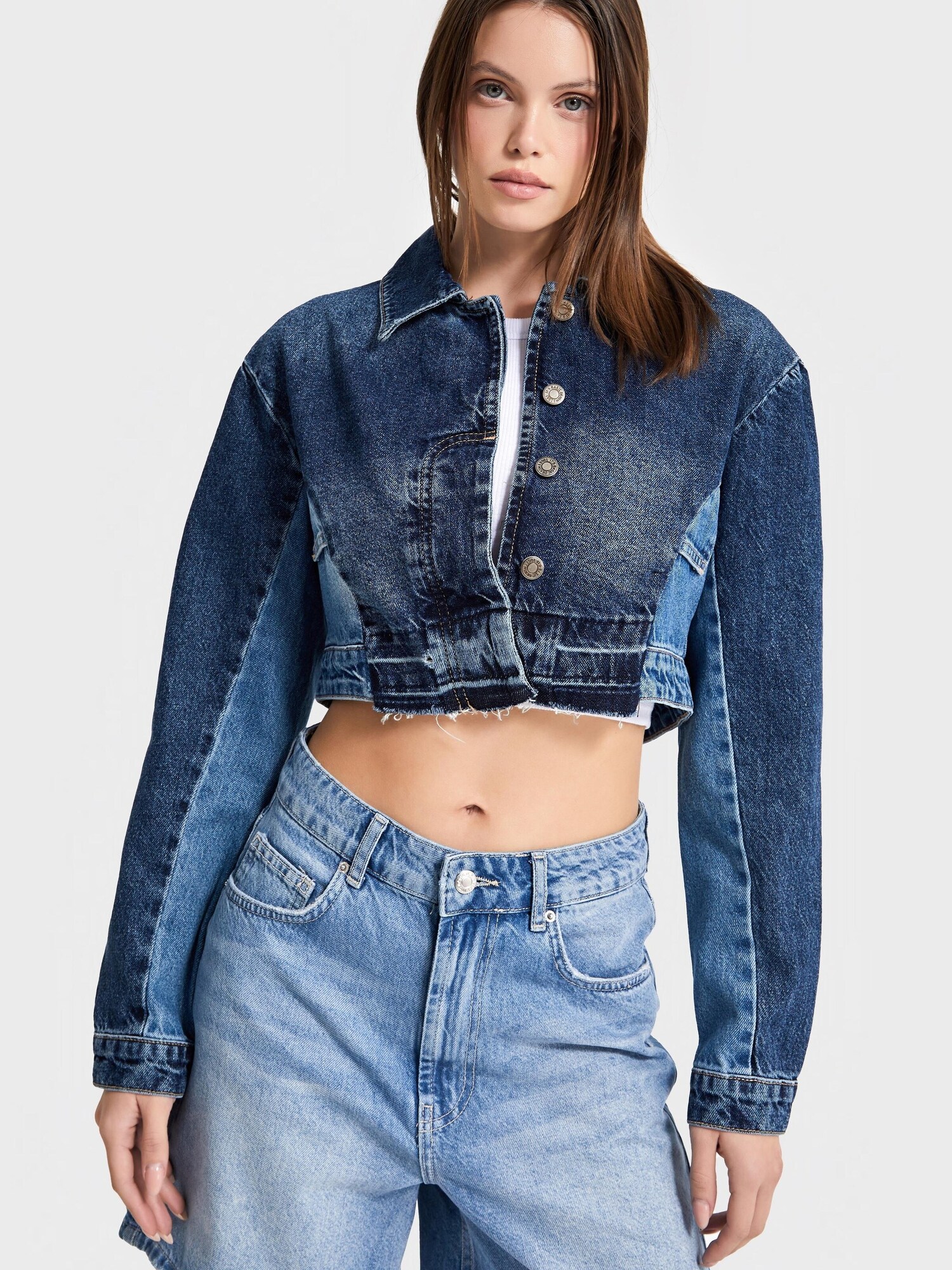 It's Basic Its Basic Übergangsjacke Cropped Denim Jacket