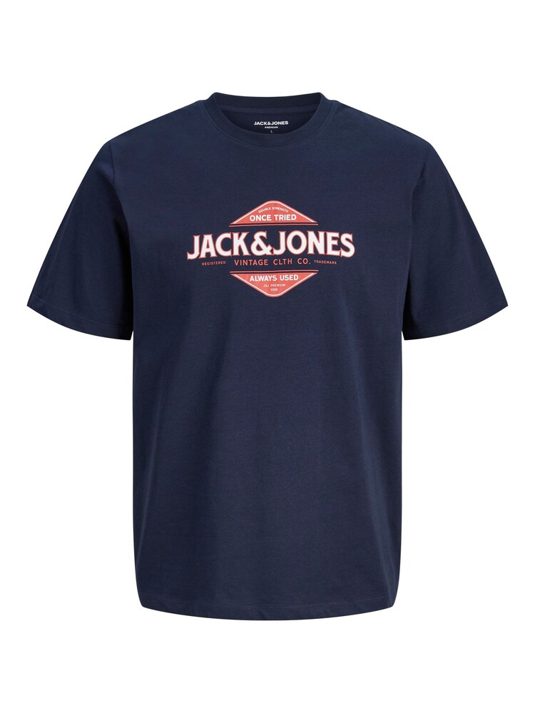 JACK & JONES T-Shirt Herren Größe L nachtblau / rot / offwhite