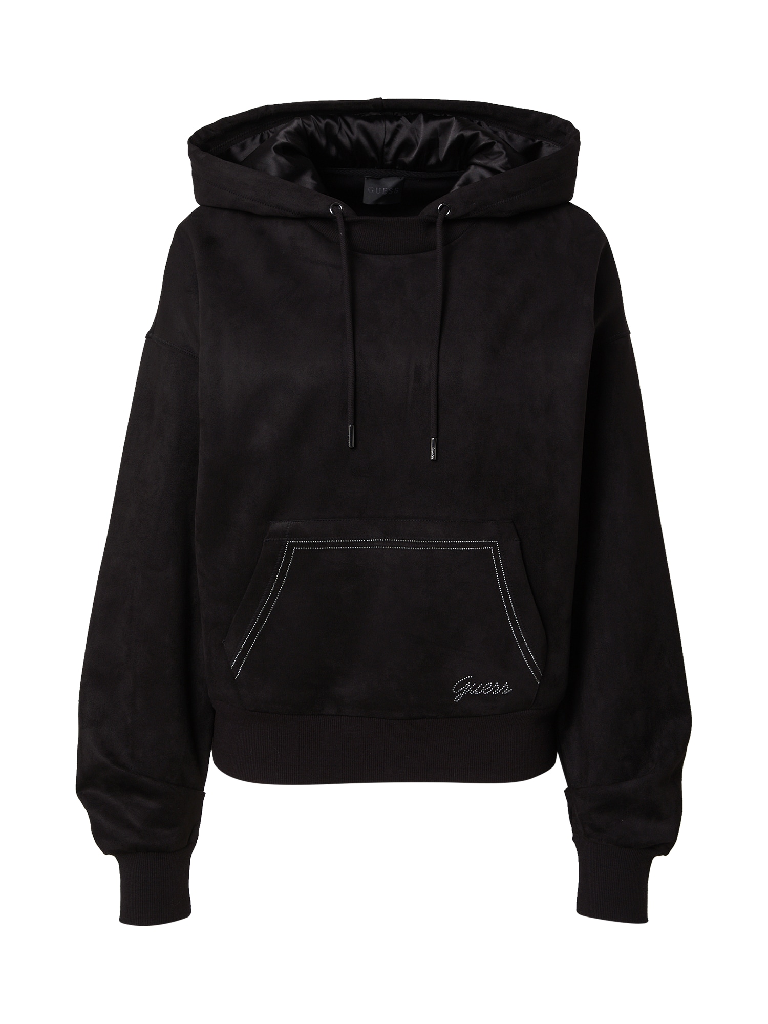 GUESS Bluză de molton SCUBA  negru / argintiu