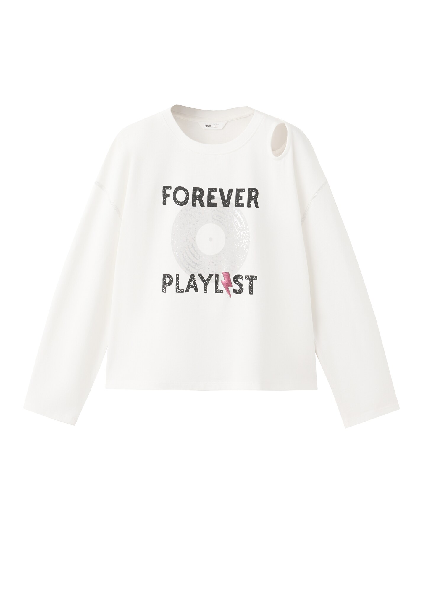 MANGO KIDS Tricou FOREVER negru / argintiu / alb