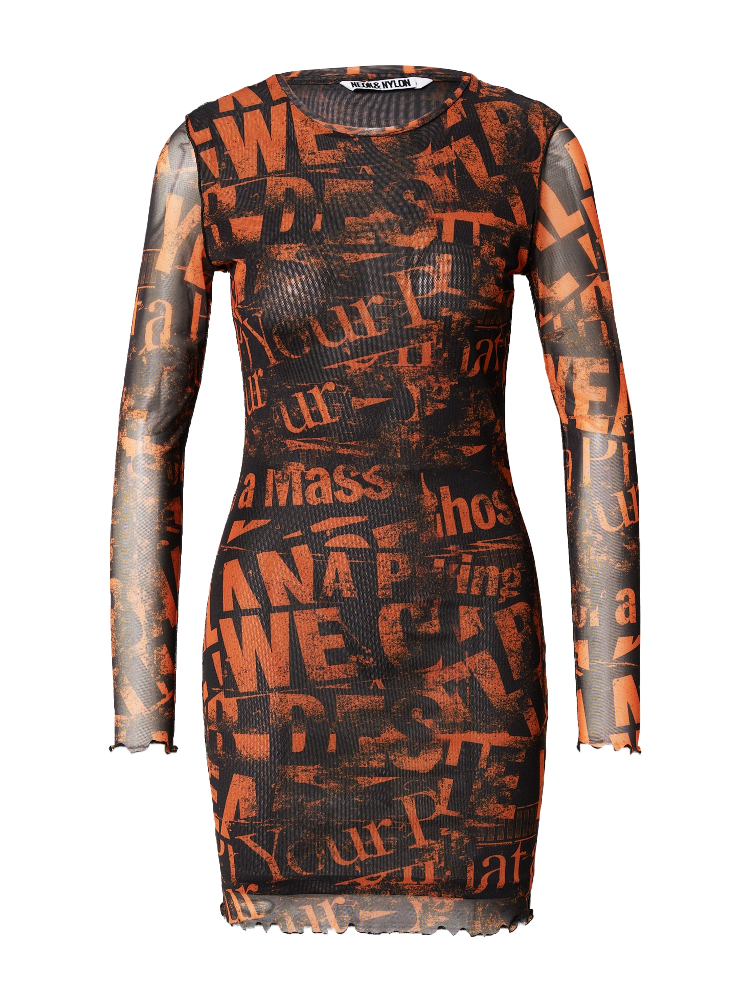 NEON & NYLON Vestido 'TATTOO'  laranja / preto