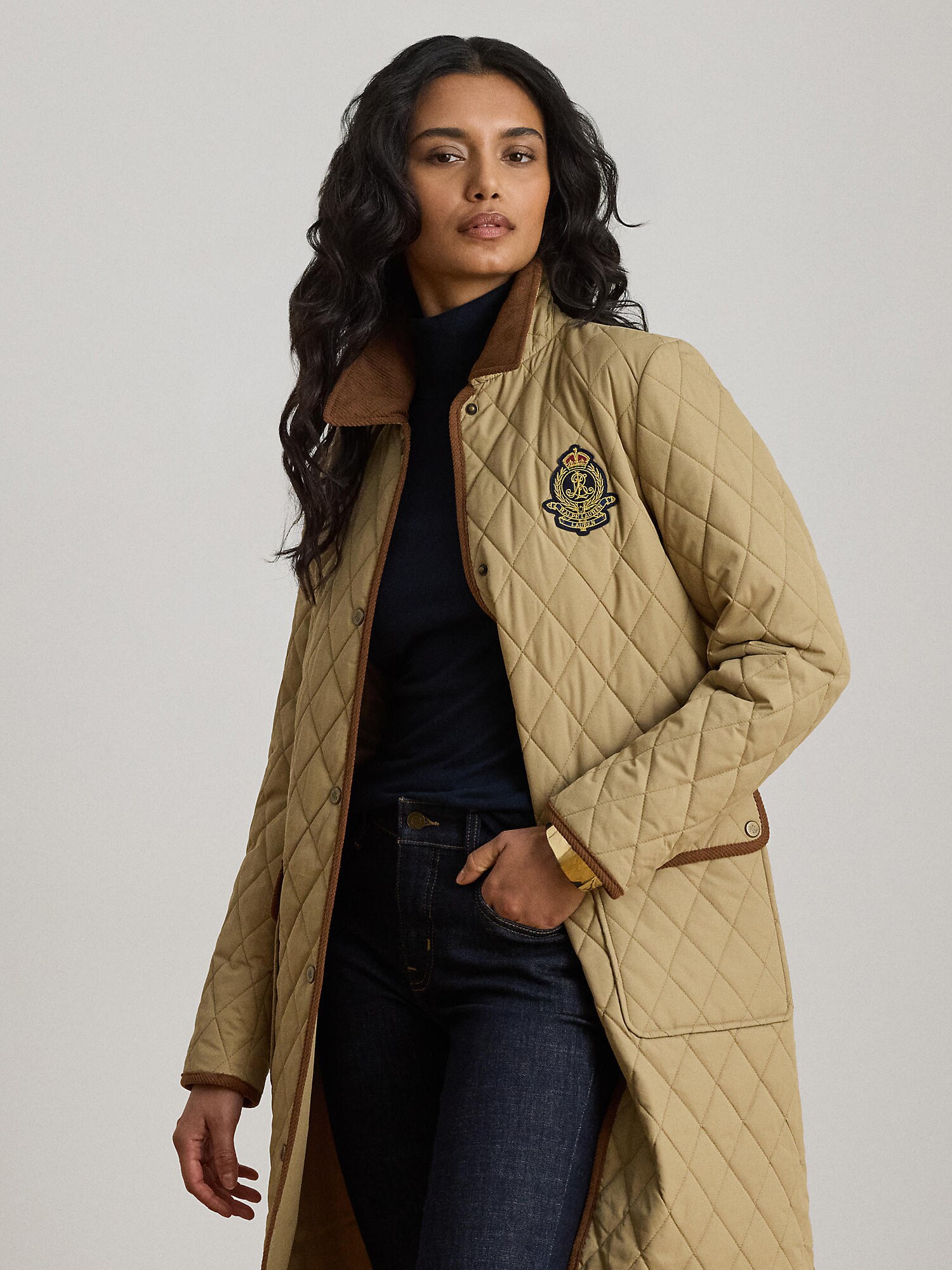Lauren Ralph Lauren Abrigo de entretiempo  beige / navy / marrón – imagen 4