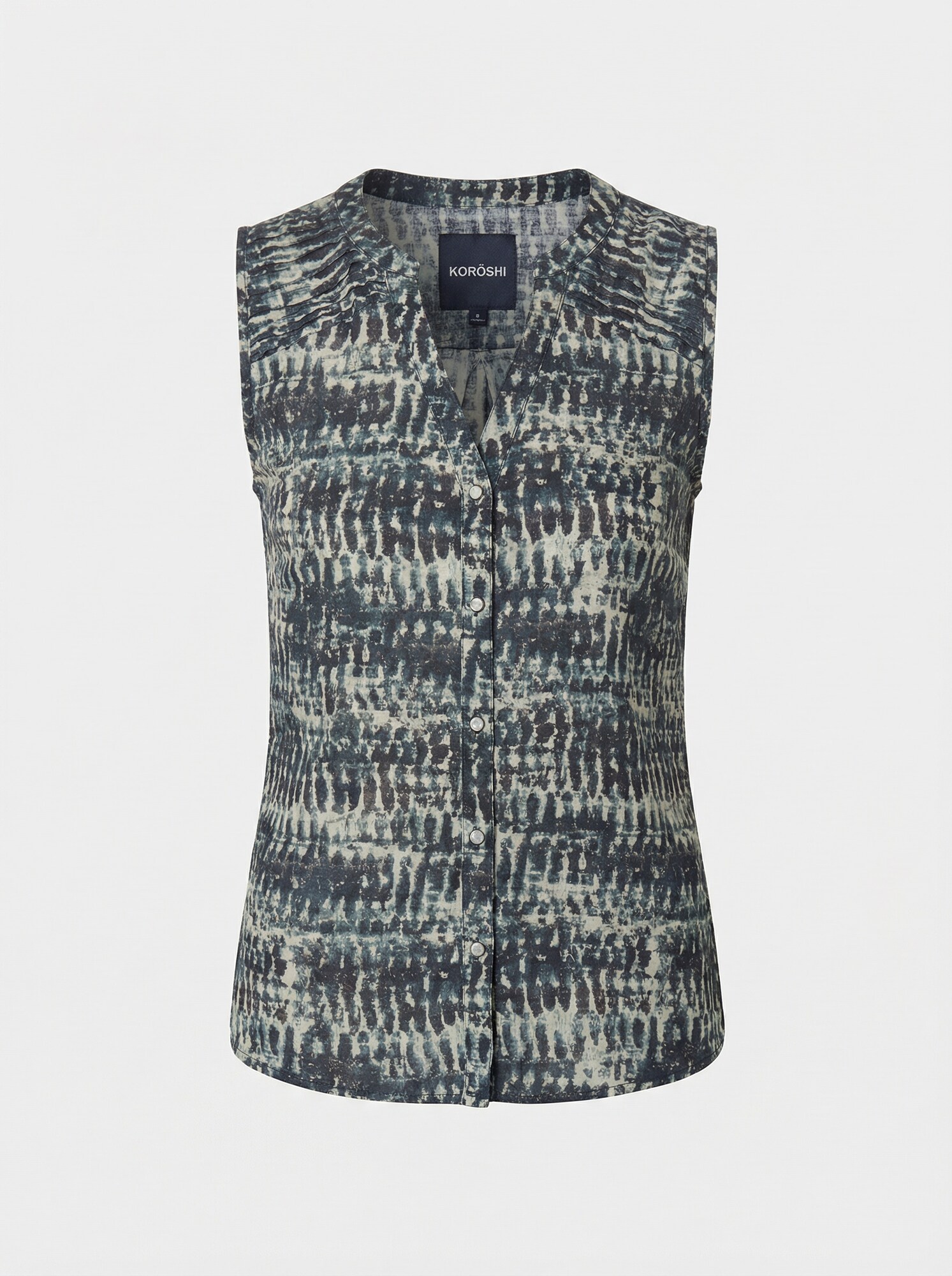 KOROSHI Bluza  cijansko modra / pastelno zelena / črna