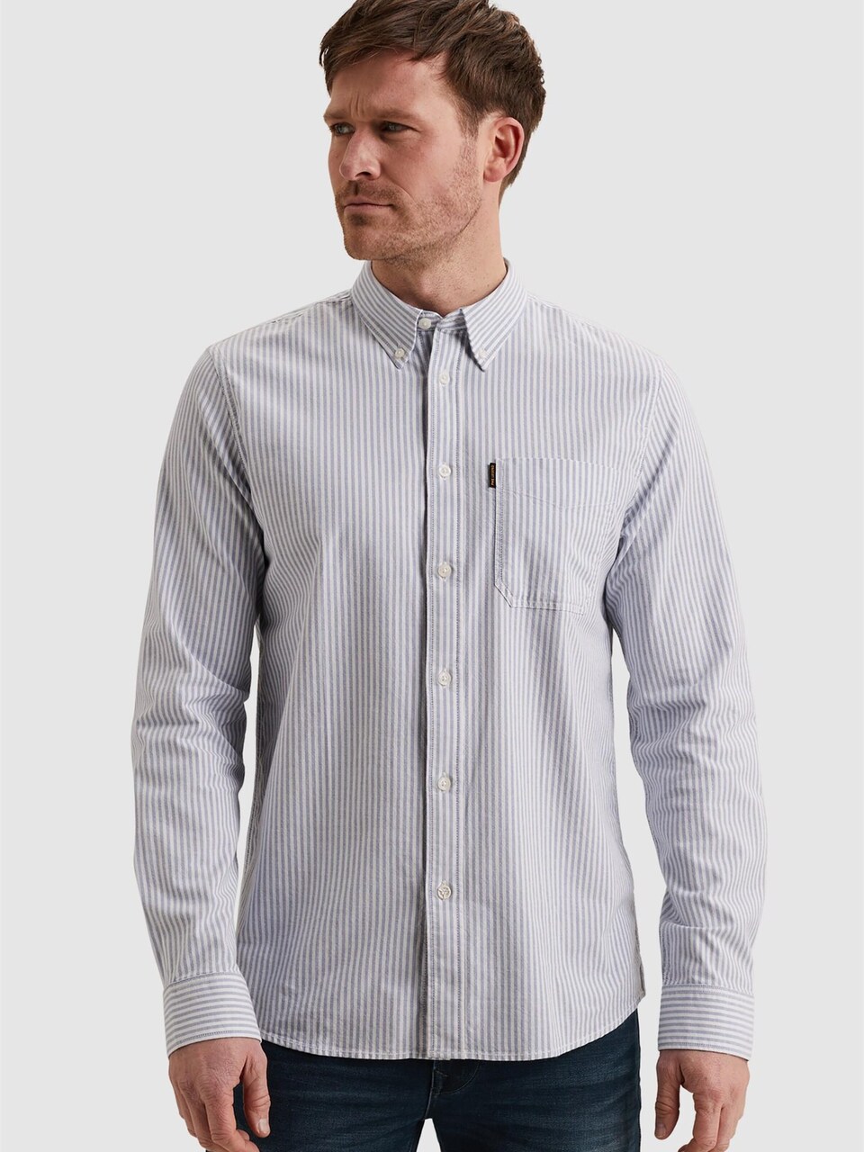 Skjorta 'Oxford shirt with yarn-dyed stripe pattern'