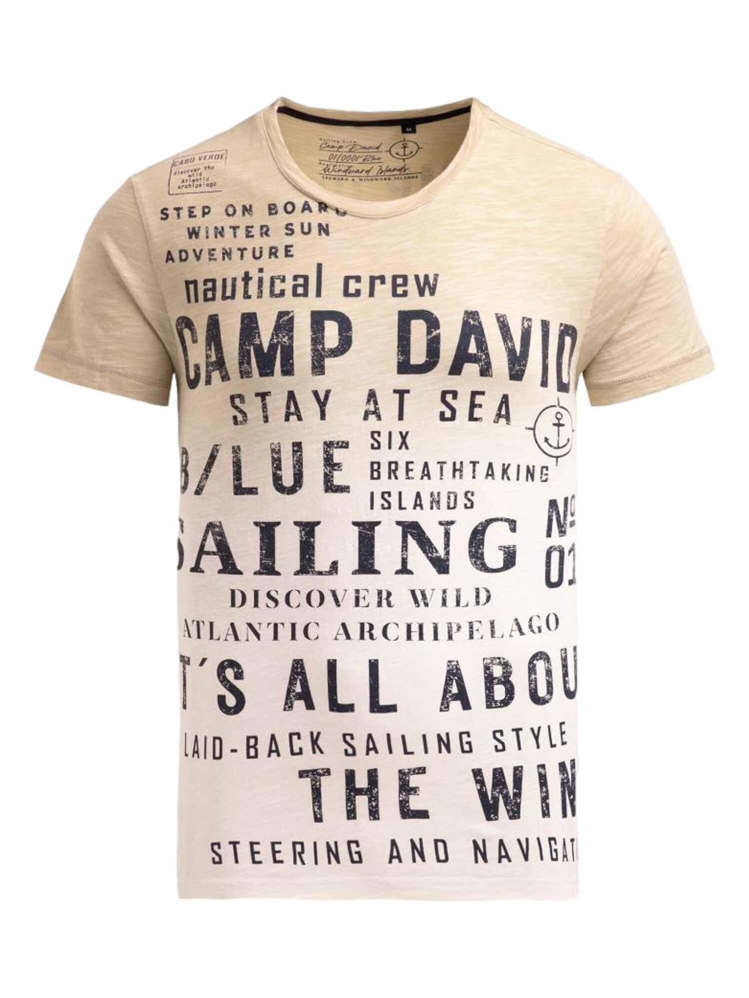 CAMP DAVID Tricou  bej / nisipiu / negru